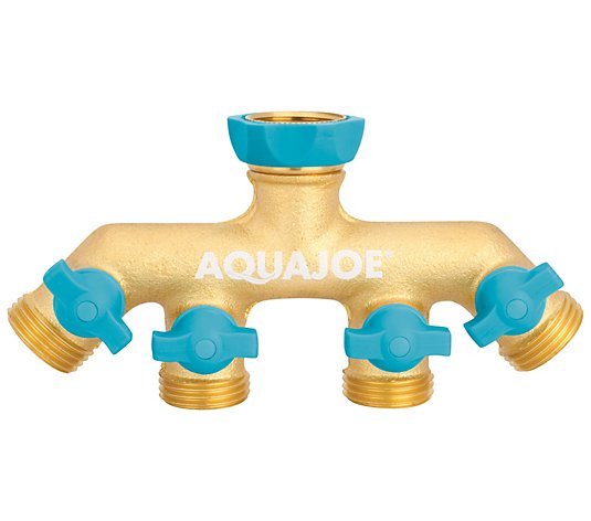Aqua Joe Solid Brass 4-Connection Garden Hose Splitter