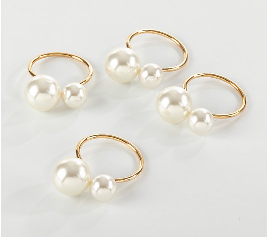 Faux Pearl Napkin Rings By Valerie Set of 4