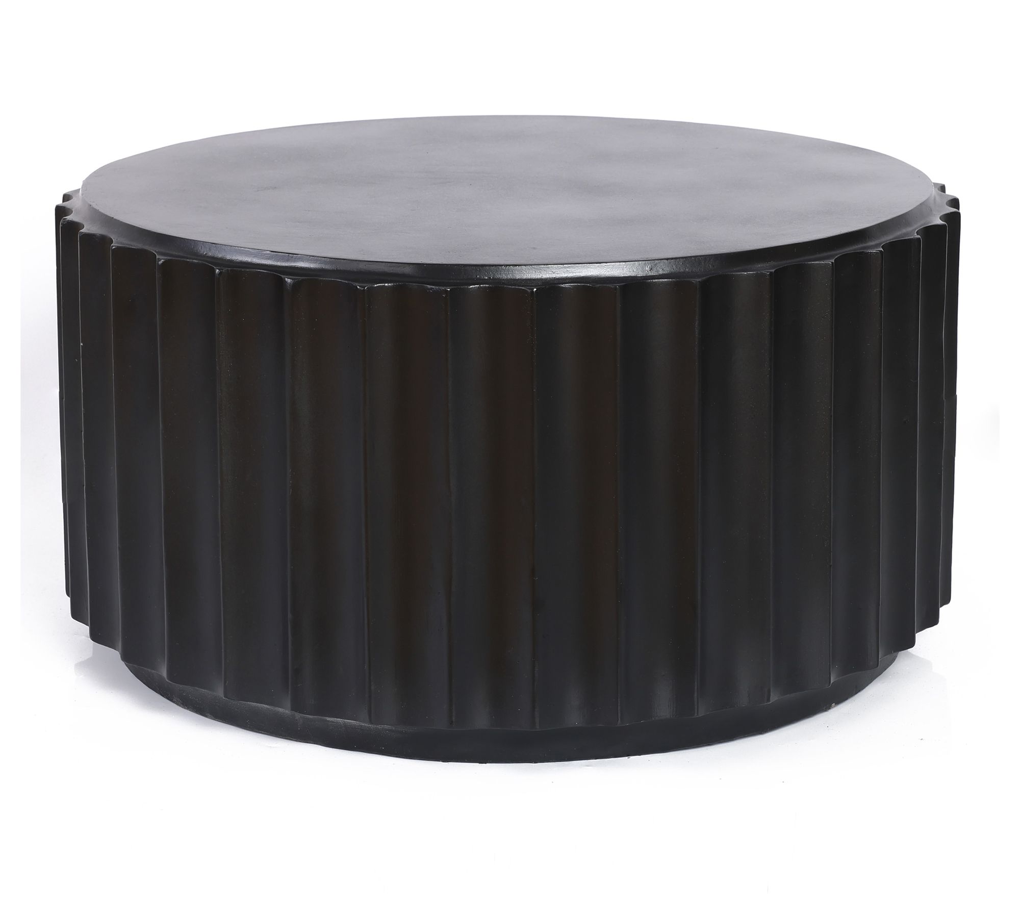 LuxenHome Black Cement Round Coffee Table