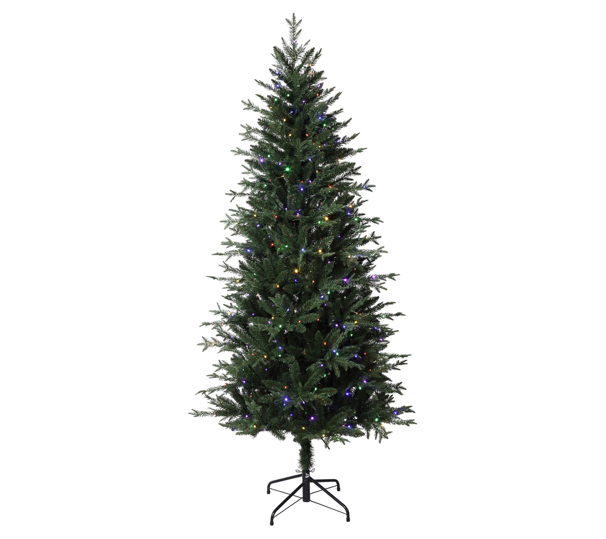 Haute Decor 6.5' Slim Ashville Fir w/Color Chaning LED Lights