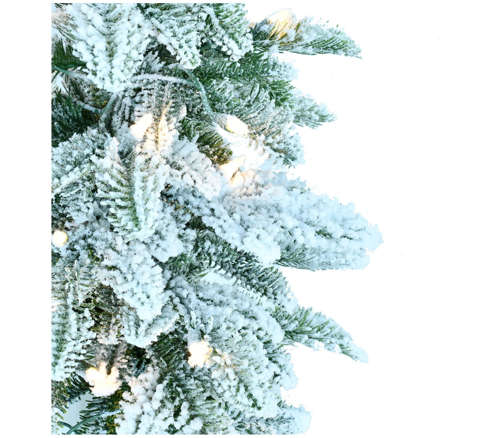 Fraser Hill Farm 3-Ft. Snowy Downswept Tree with Clear Lights - QVC.com