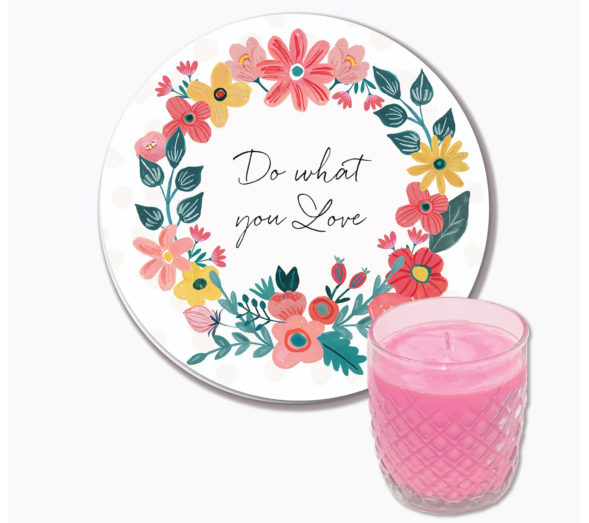 Courtside Bright Petals V 8x8 Art Board & 9 oz andle Set