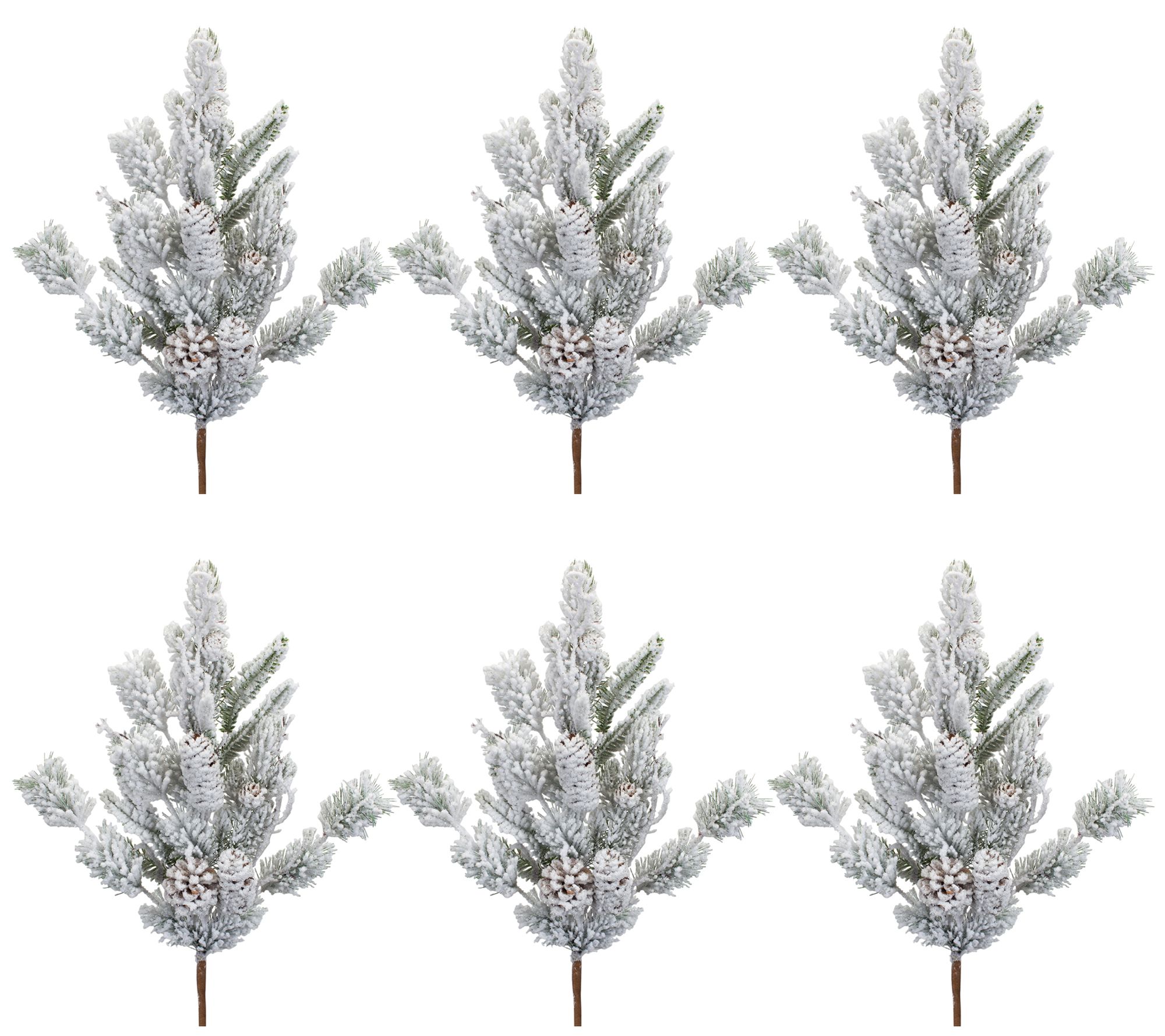 Melrose International Flocked Snowy Pine Cone Spray (Set of 6)