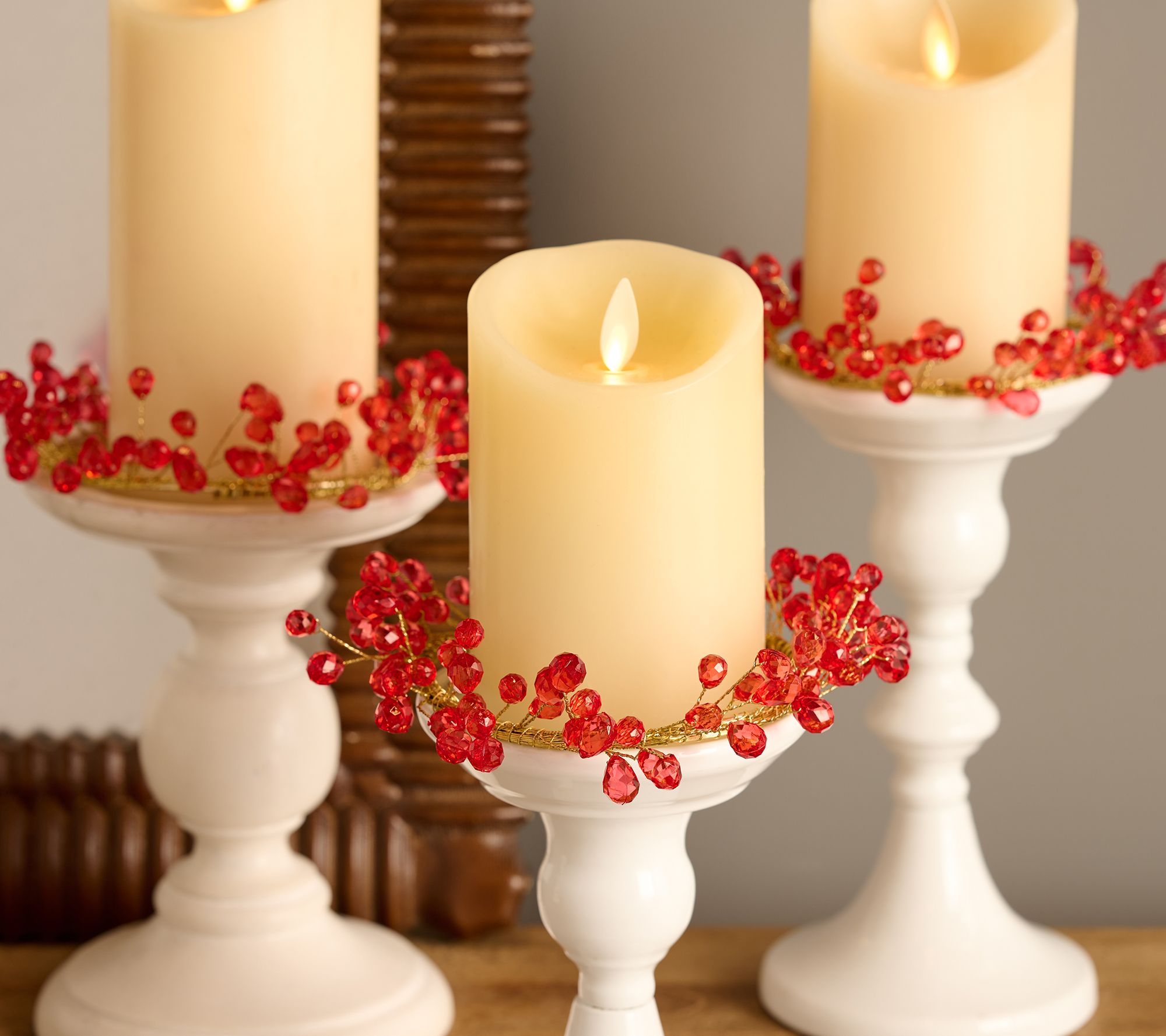 Set of 3 Faceted Drop Candle Rings by Valerie