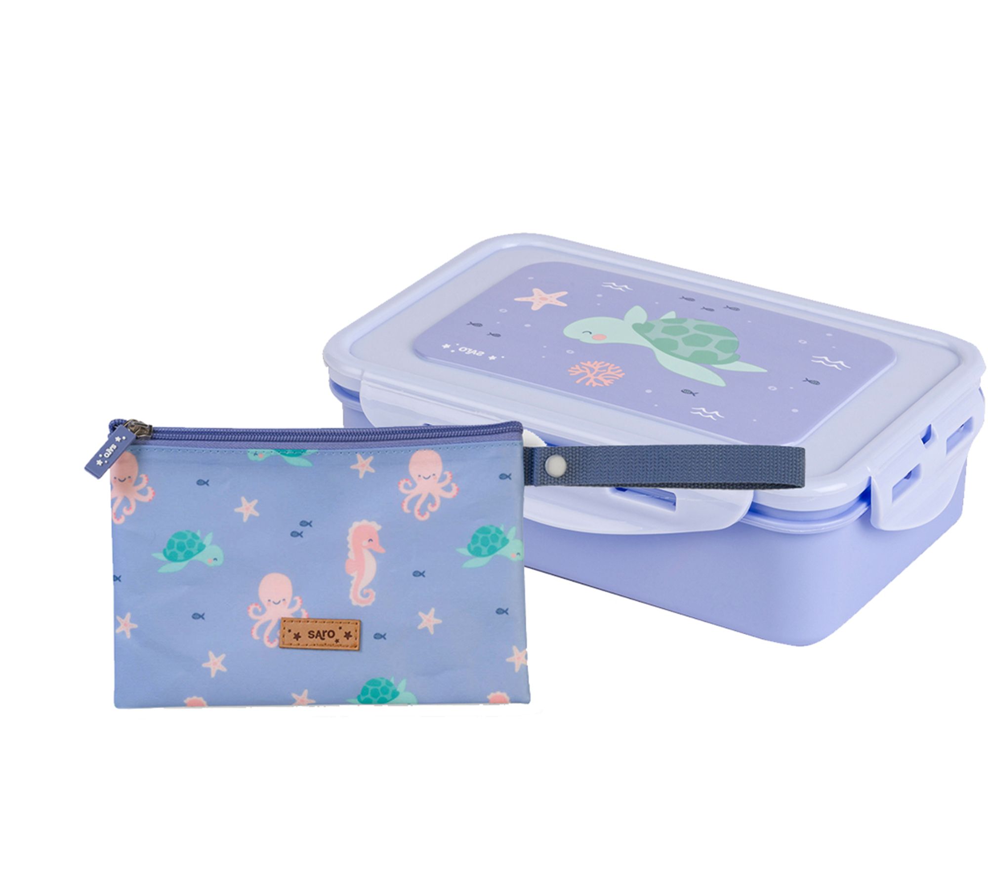 Saro Large Lunch Box and Horizontal Food Bag Se t