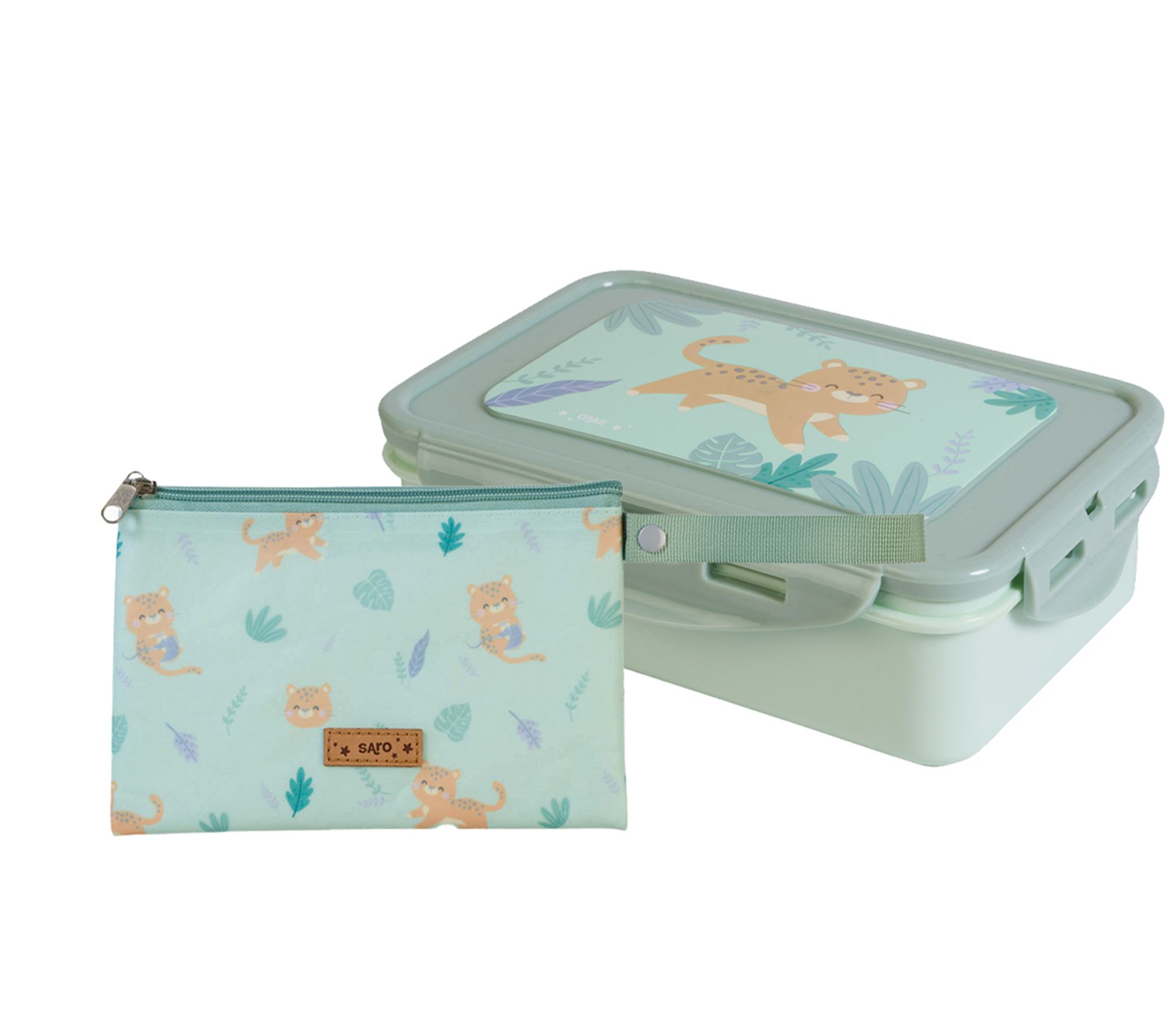 Saro Large Lunch Box and Horizontal Food Bag Se t