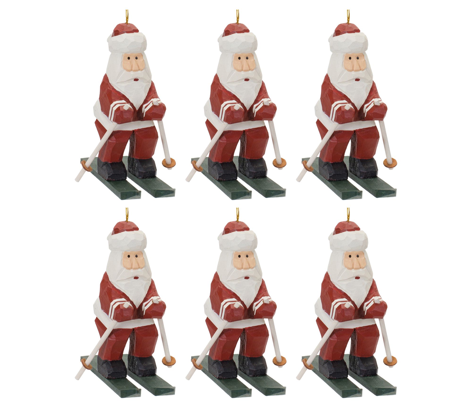 Melrose Santa on Skis Ornament (Set of 6)