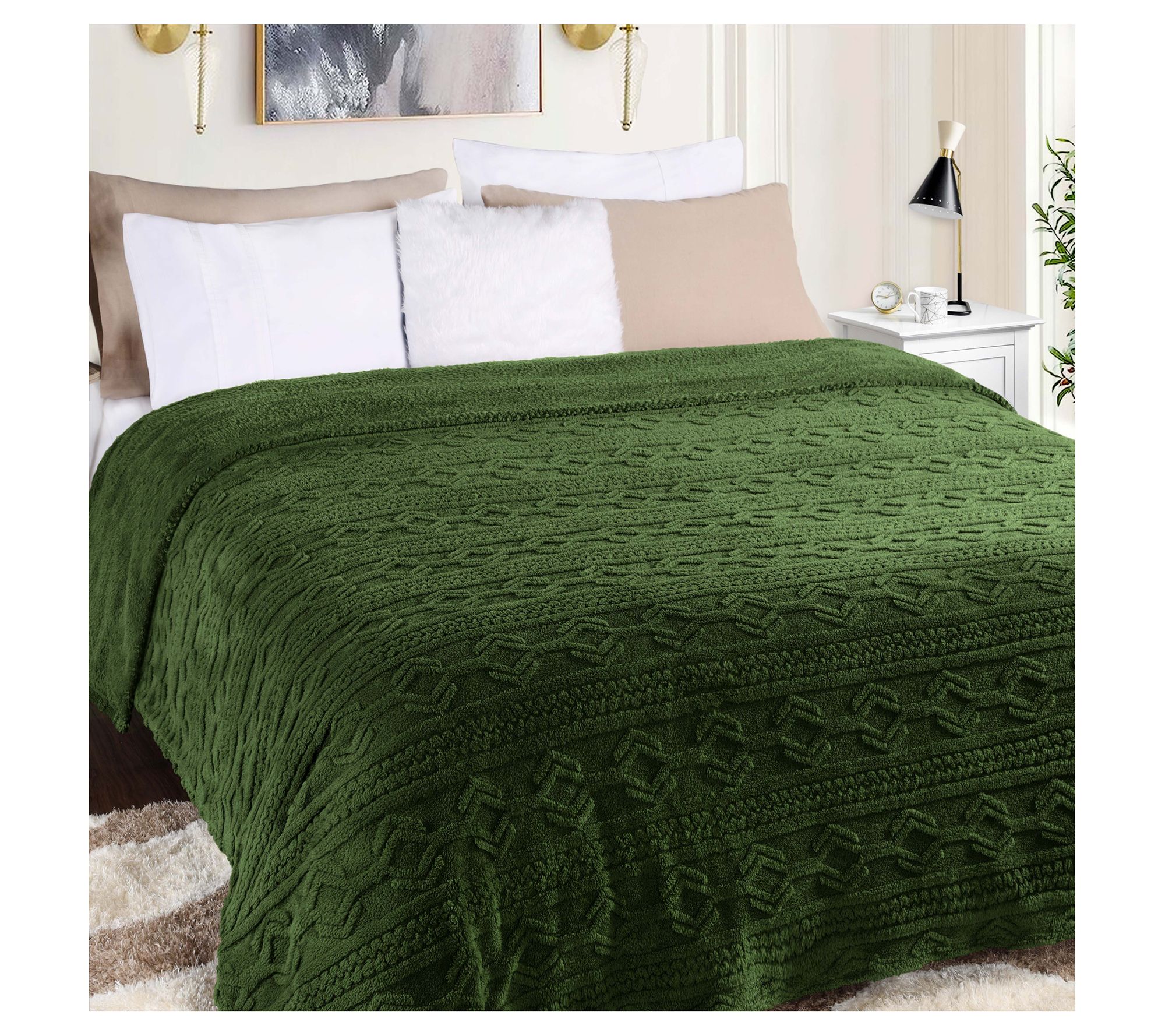 Superior Boho Knit Jacquard Fleece Fluffy Blank et- Full/Queen