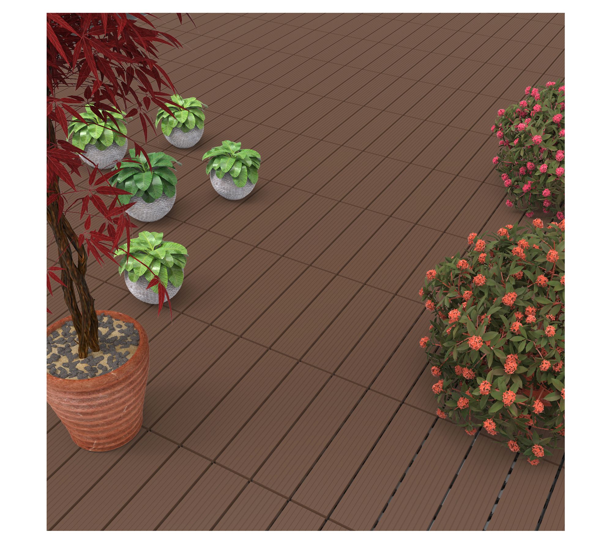 Pure Garden Interlocking Wood Plastic CompositePatio Tiles