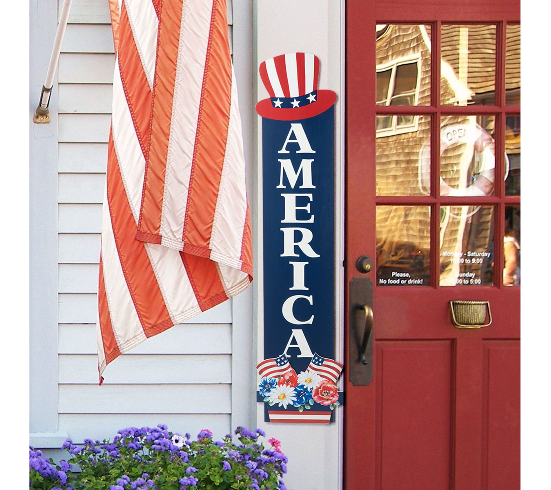 Glitzhome 42" Patriotic Americana Wooden AMERICA Porch Sign