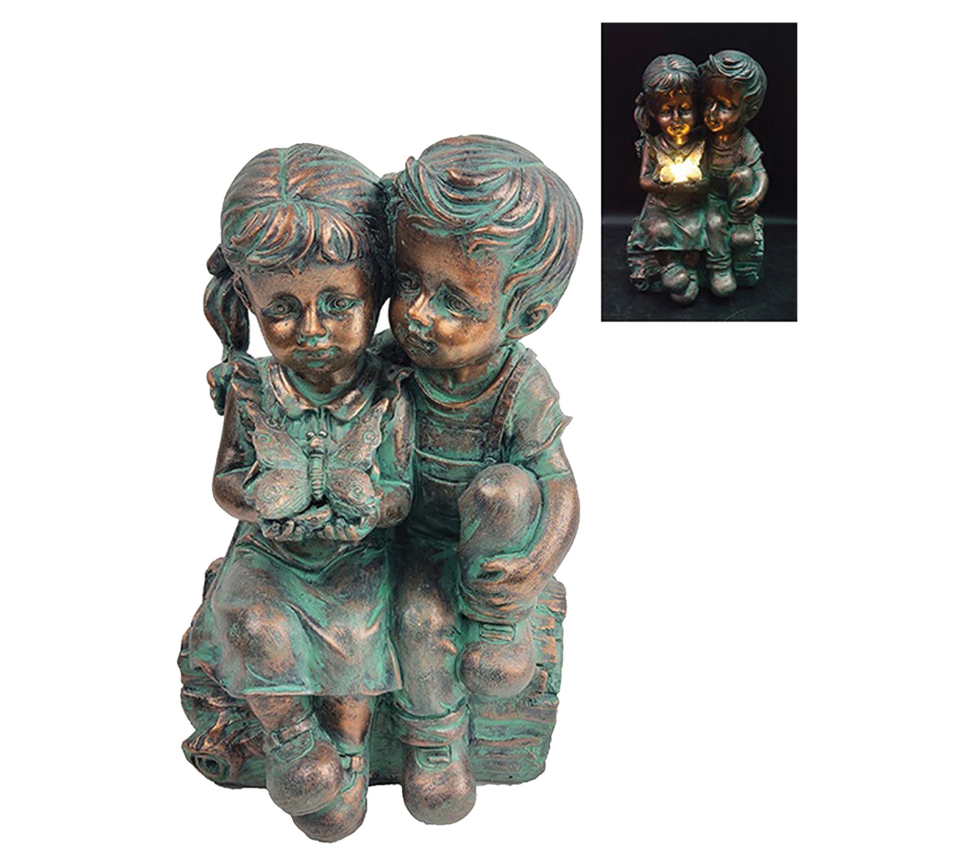 Santa's Workshop 10.7" Solar Boy & Girl with Butterfly