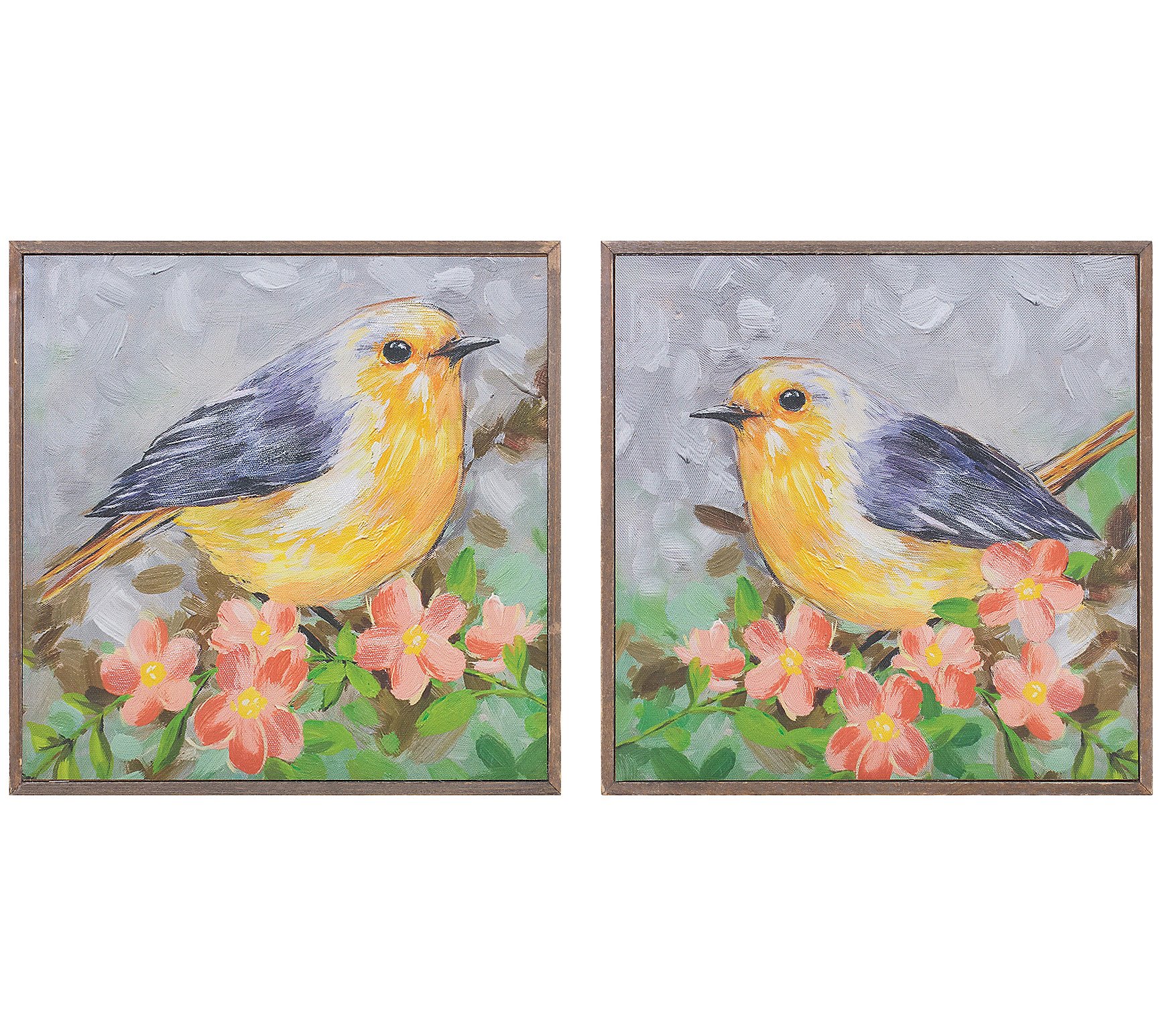 Melrose Framed Bird Canvas Block (Set of 4)