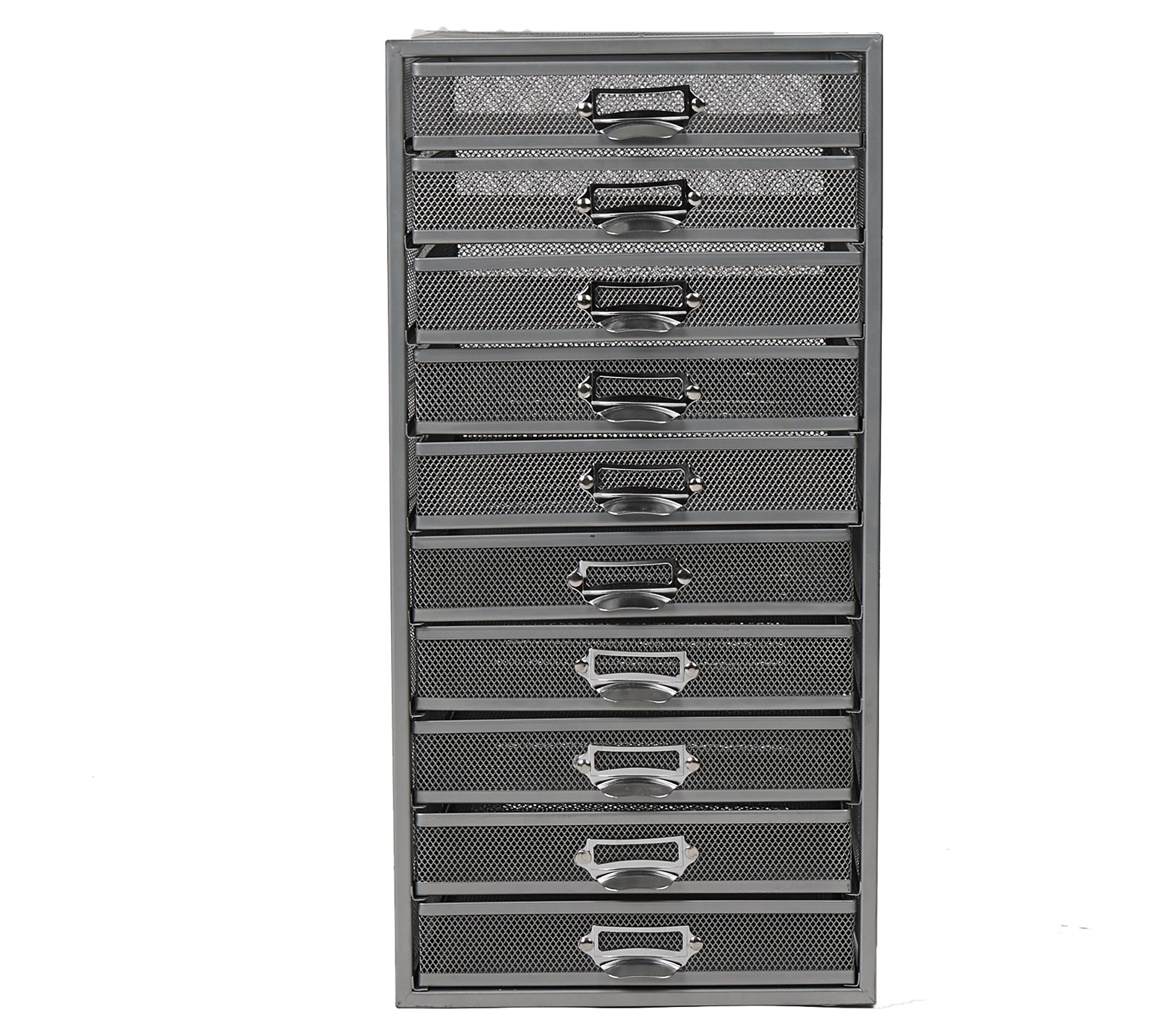 Mind Reader Mesh 10 Drawer Cabinet, Silver