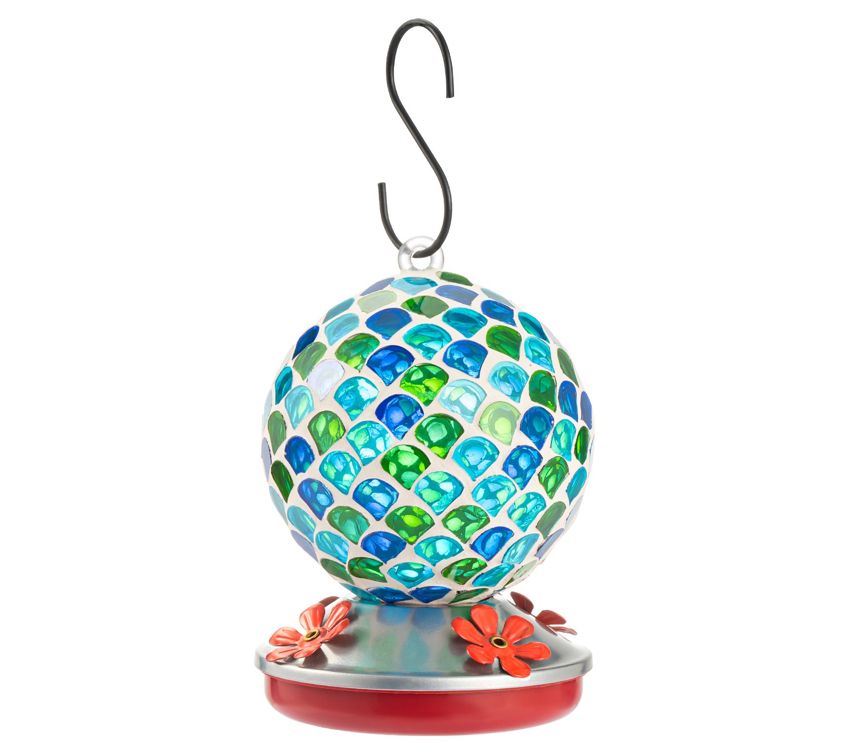 Backyard Expressions Glass Hummingbird Feeder -Green/Blue