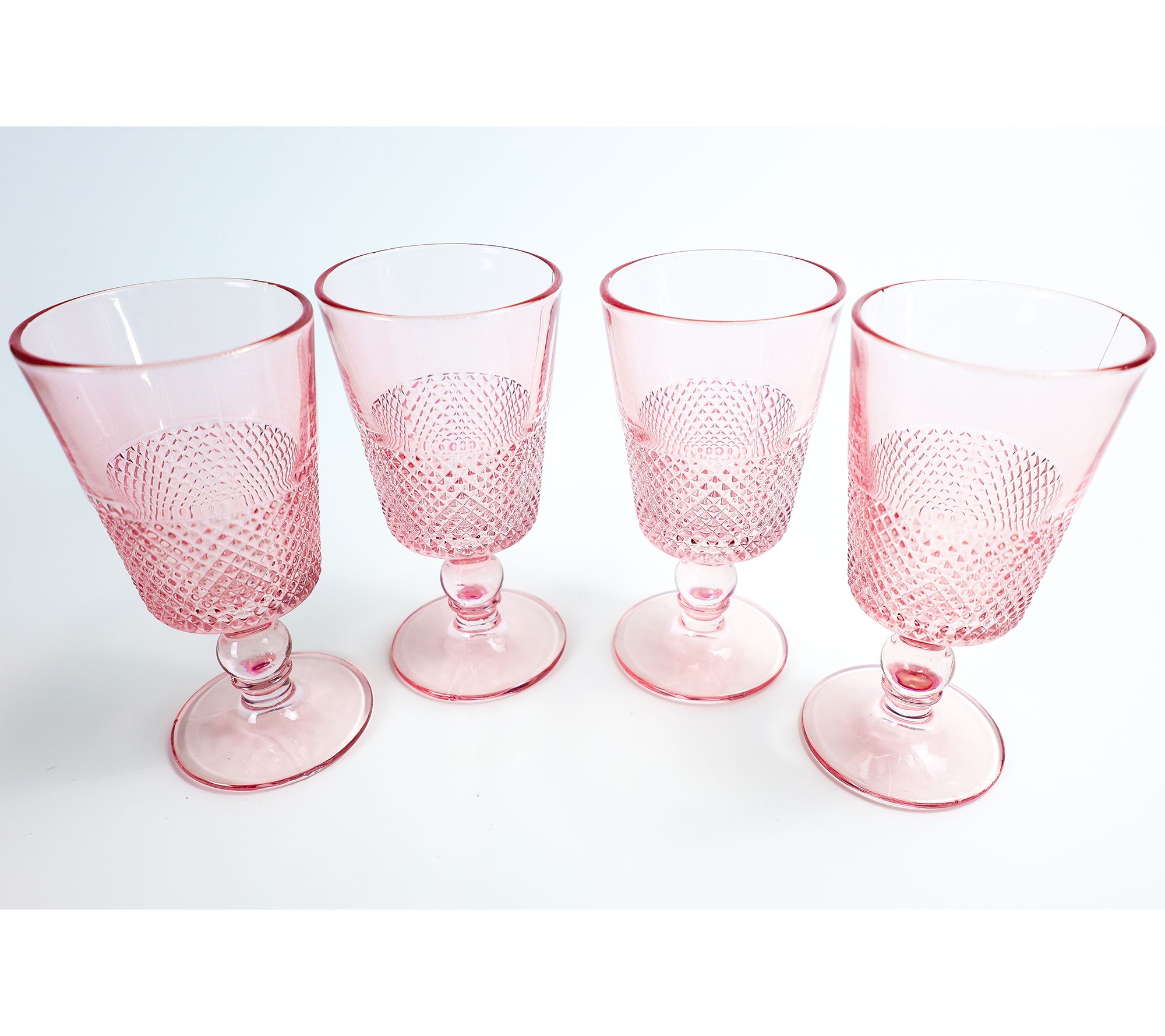 As Is BFF Collection Set of 4 Diamond-Cut Glass Goblets