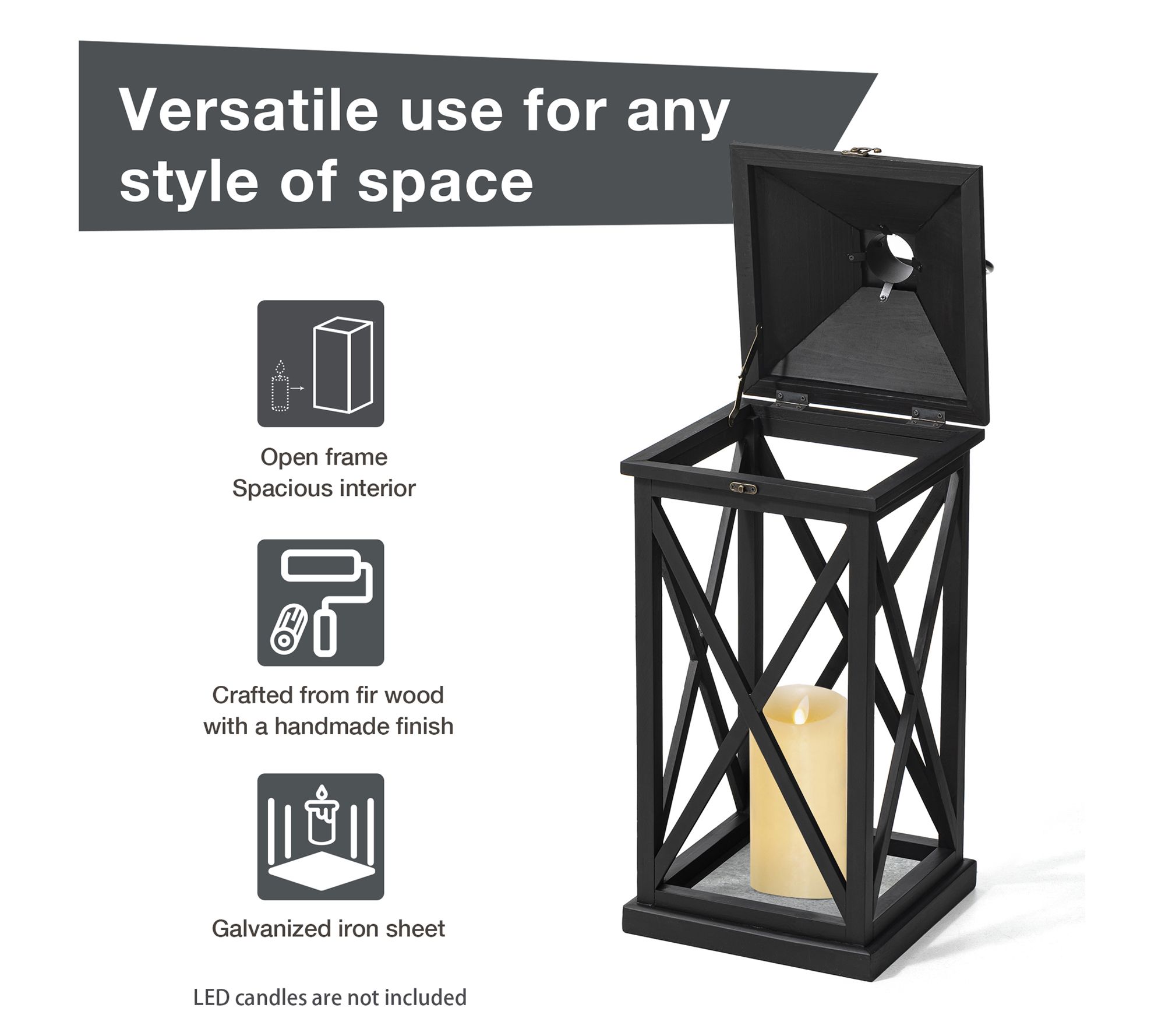 Glitzhome S/3 T all Diamond Woo d & Metal Antiq ued Lanterns - QVC.com