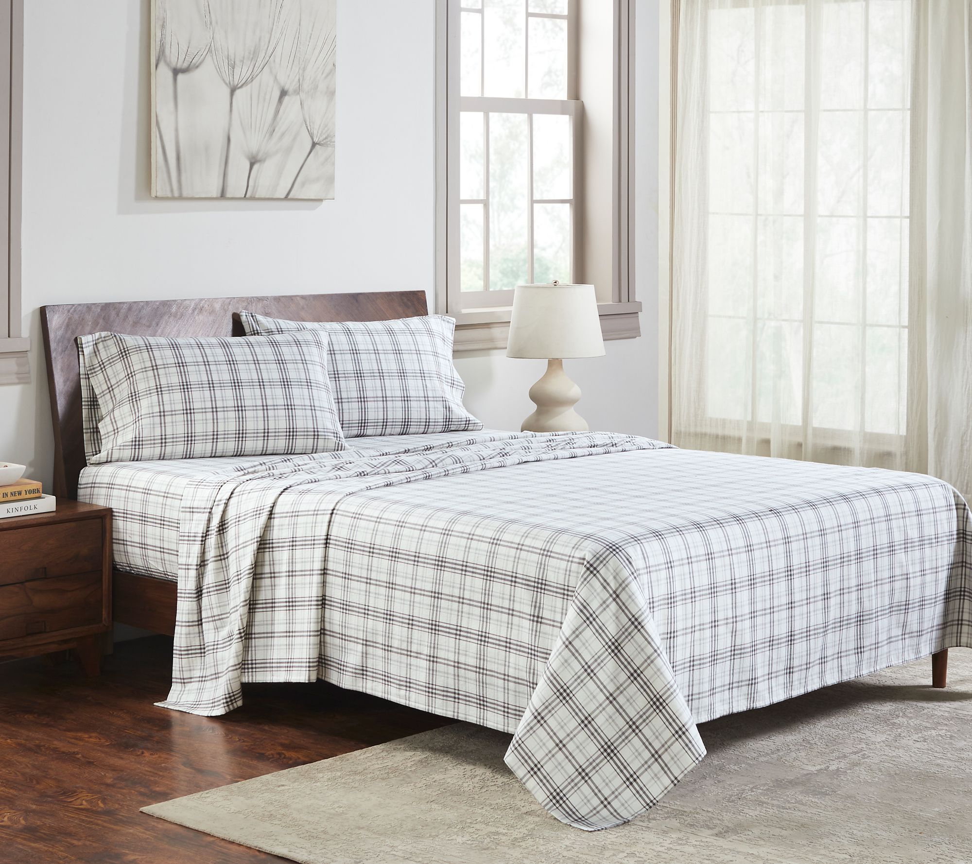 Superior Plaid Flannel Cotton Deep Pocket Sheet Set, Full