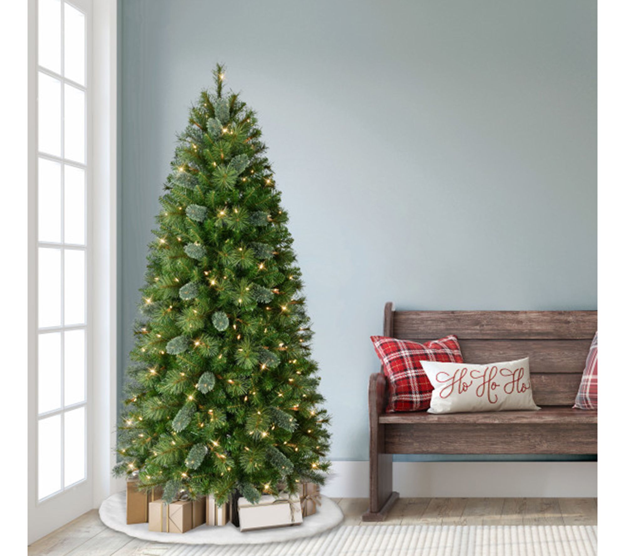 Puleo International 6.5ft Pre-Lit Slim Teton Pine Tree