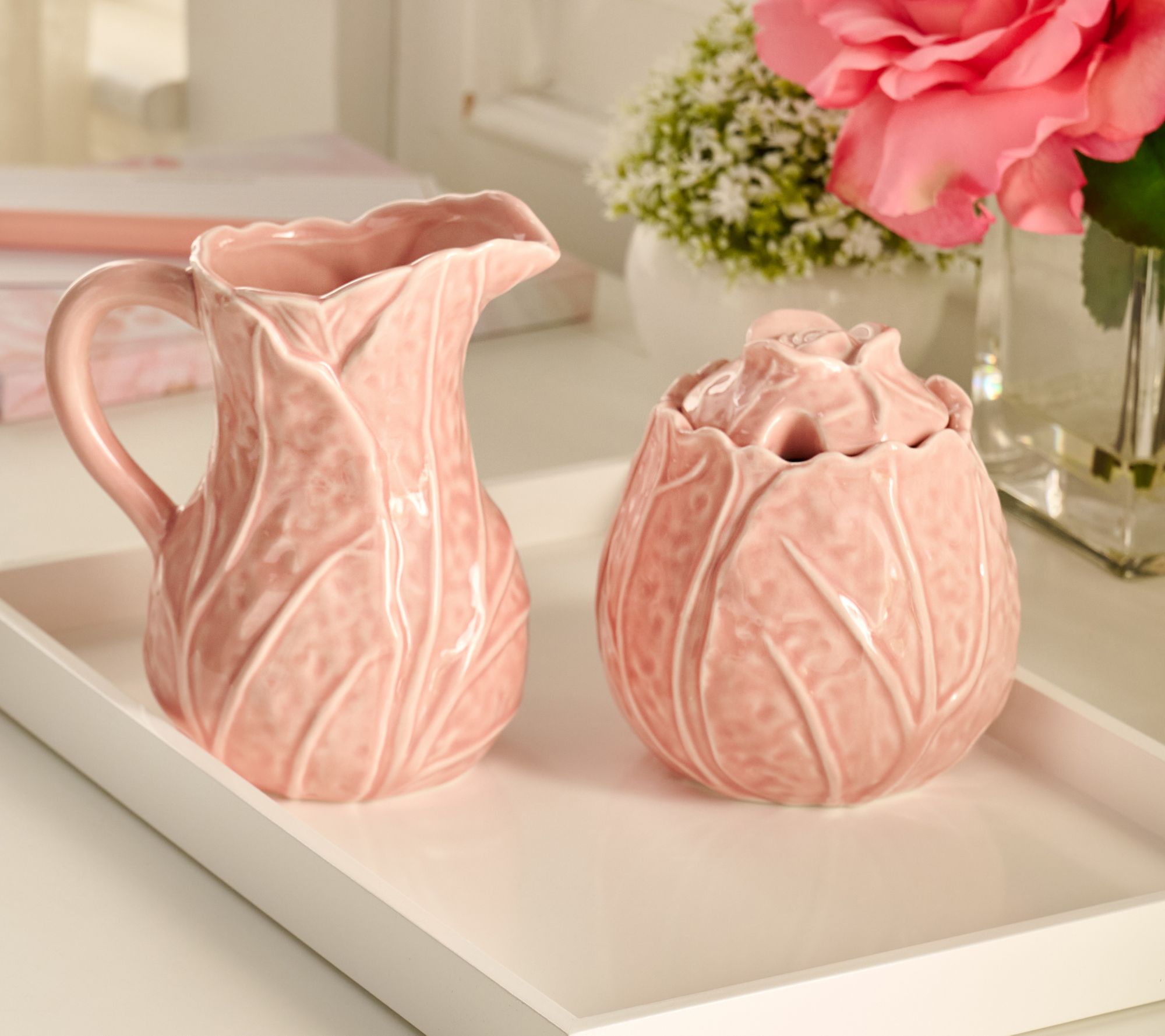 Cozy Cottage by Liz Marie Cabbage Sugar Bowl and Creamer Set
