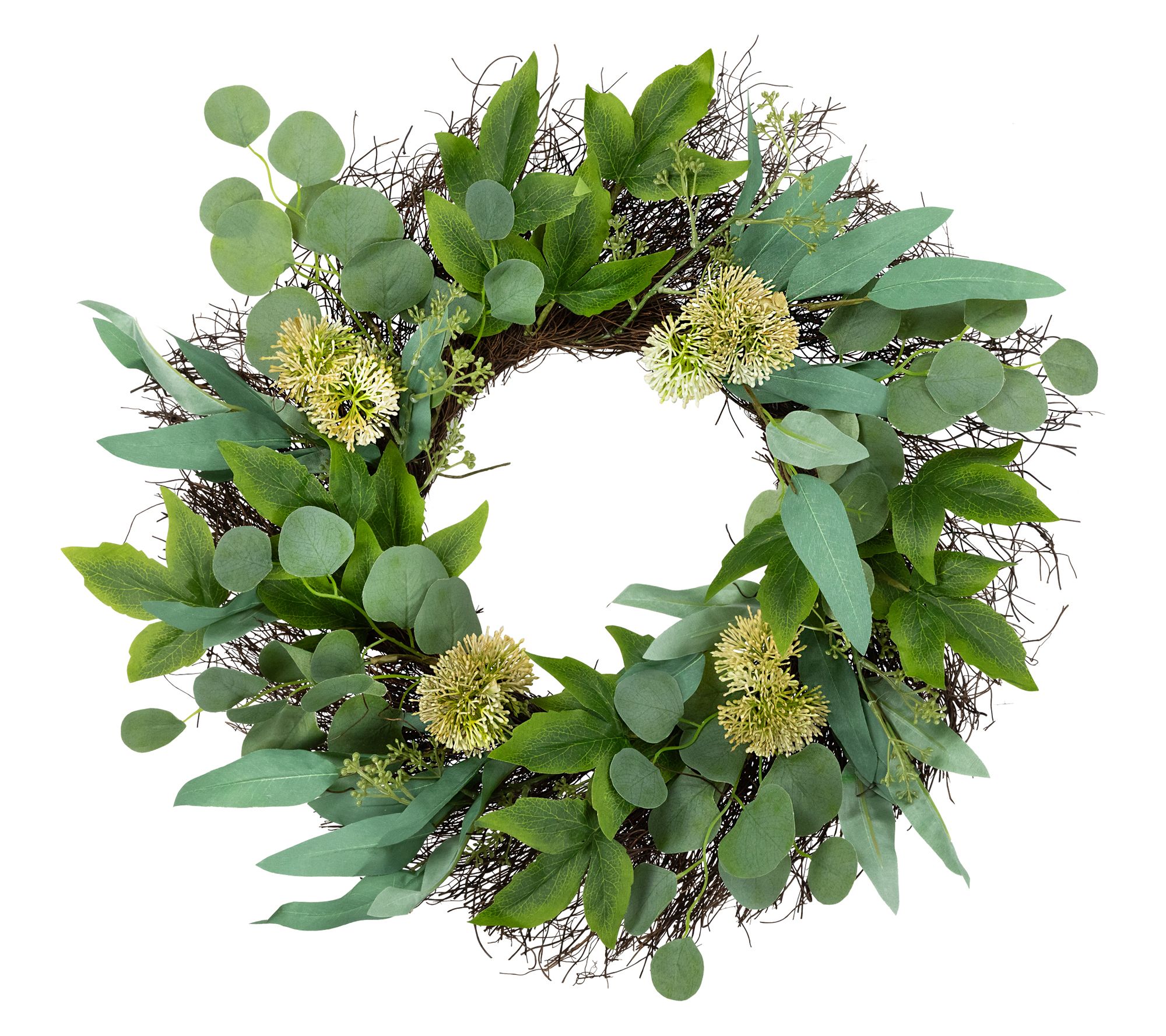 Northlight Eucalyptus and Olive Leaf Twig Spring Wreath