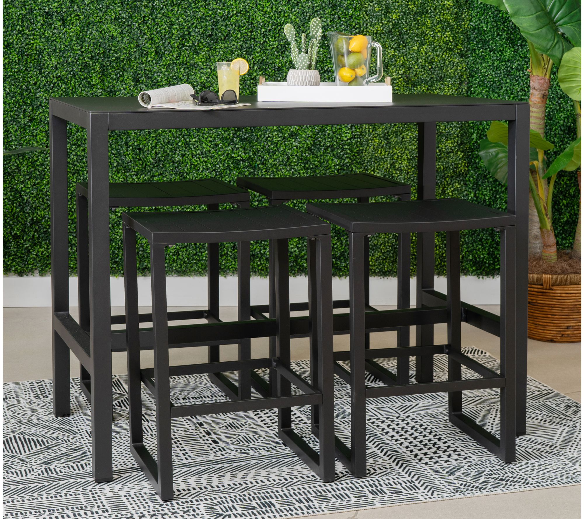 Linon Home Holland Aluminum 5PC Tavern Set Black