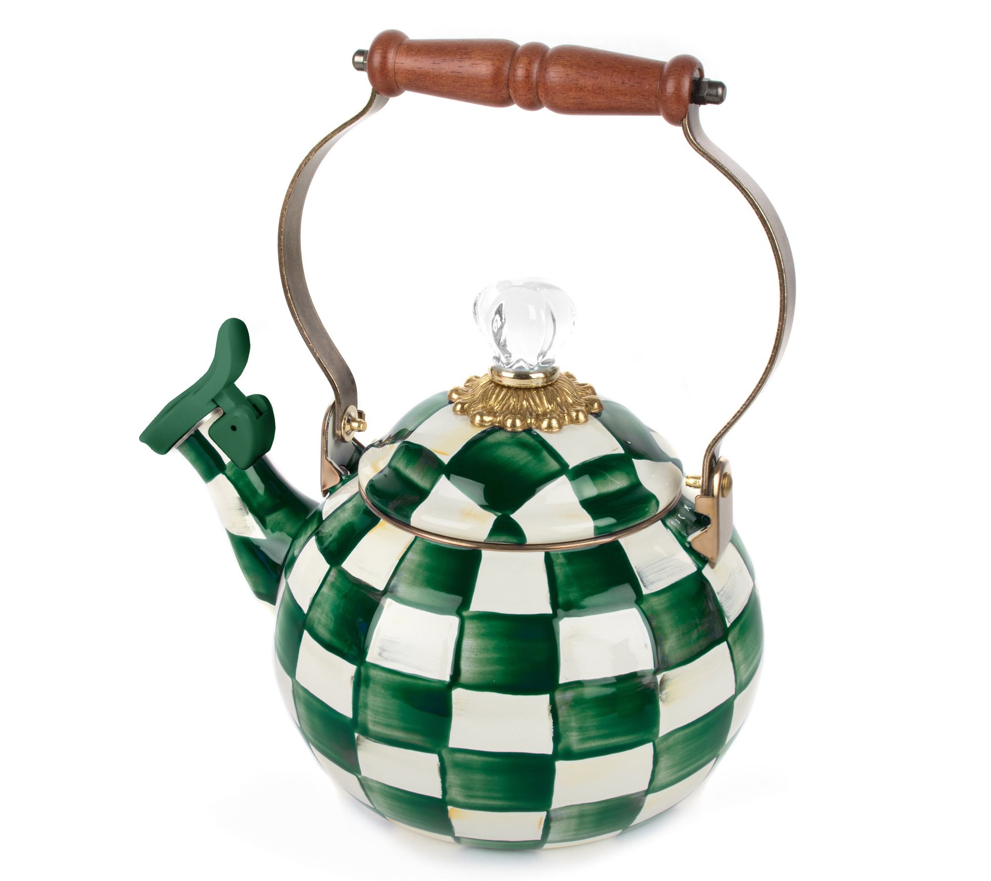 MacKenzie-Childs Emerald Check Whistling Tea Kettle