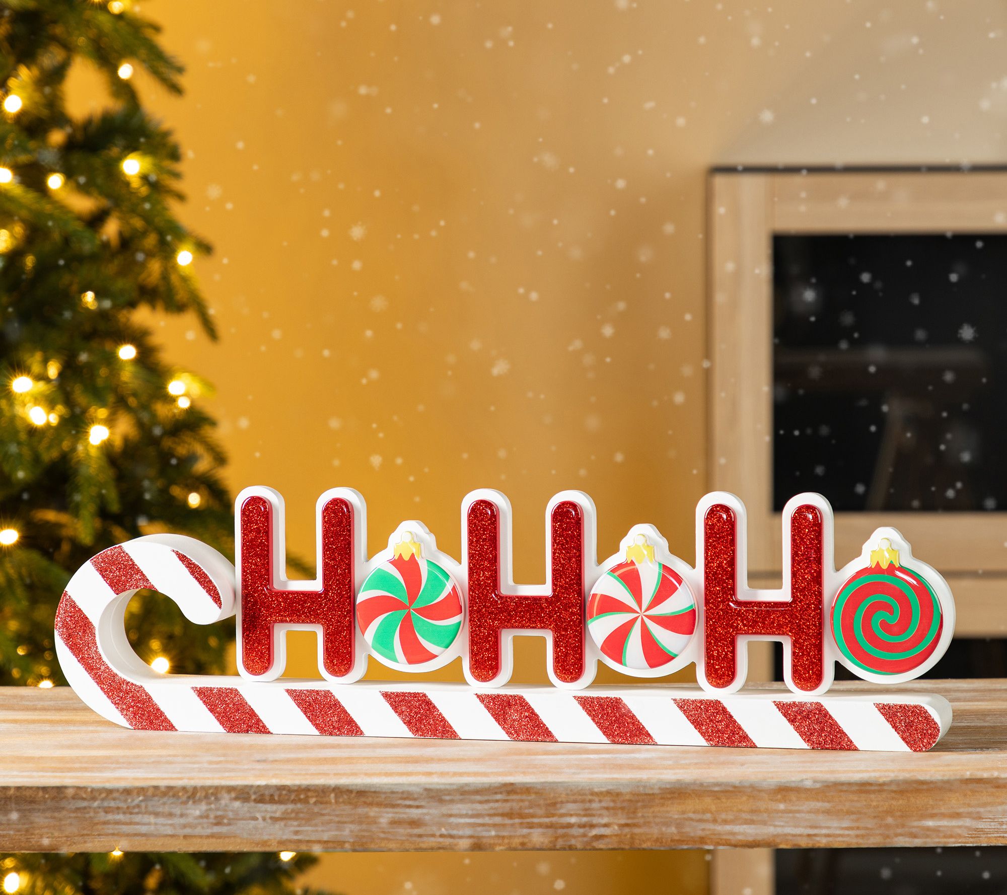 Glitzhome 19"L Christmas HOHOHO Candy Cane Table Decor