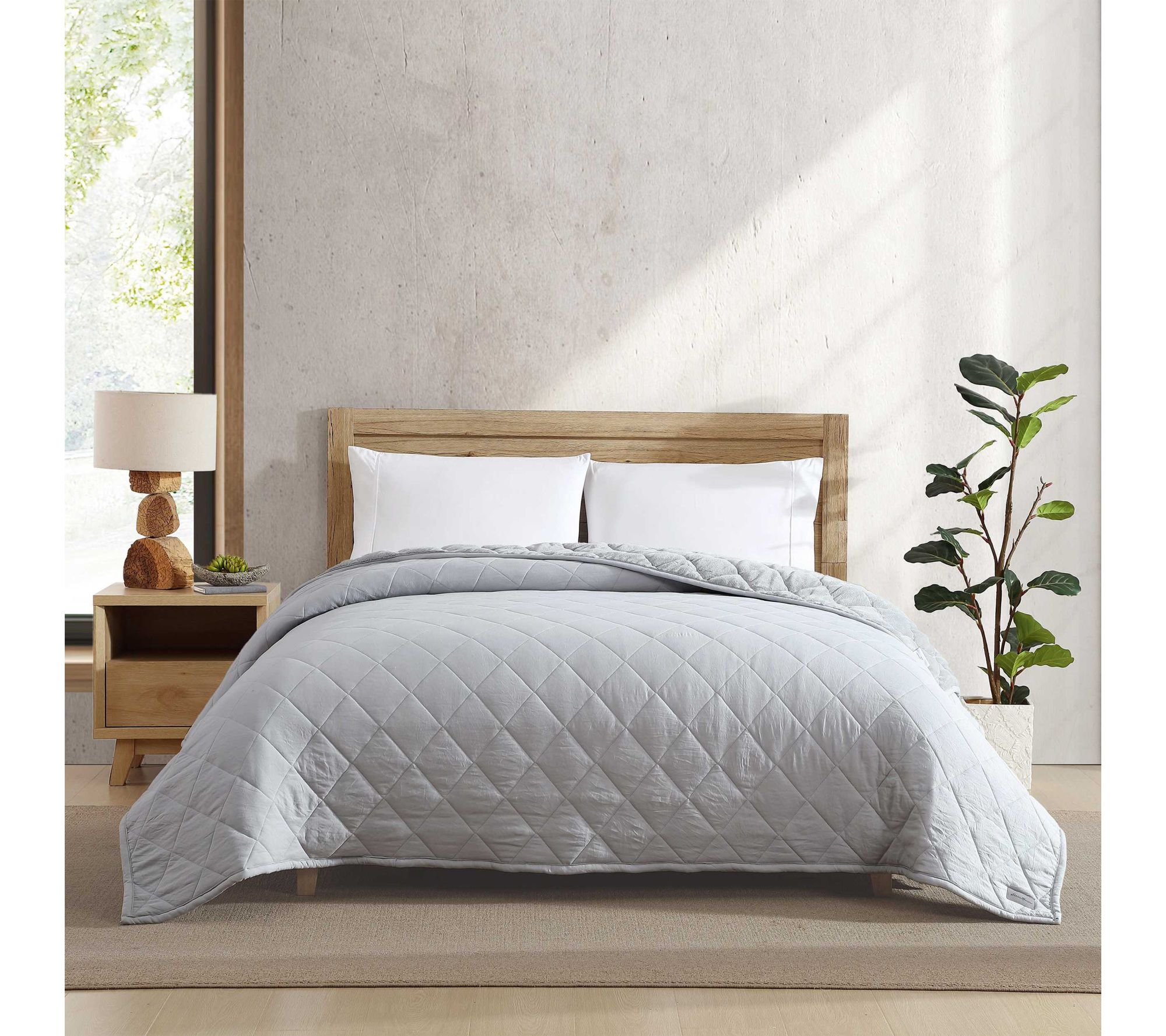 Eddie Bauer Classic Soft Grey Quilted Full/Queen Blanket