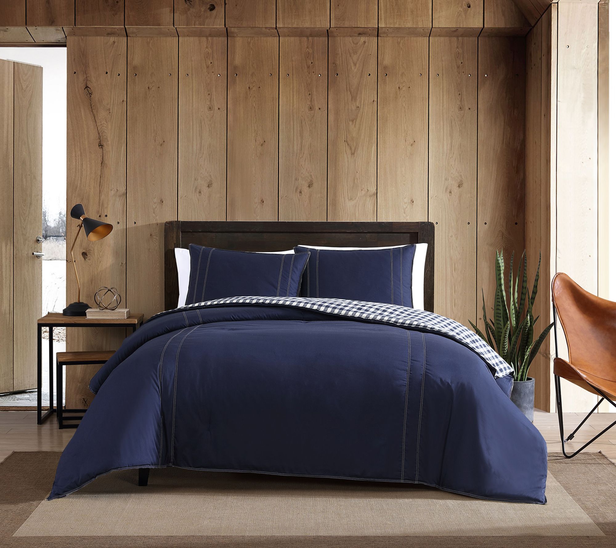 Eddie Bauer Kingston Navy Reversible Twin Comforter Set