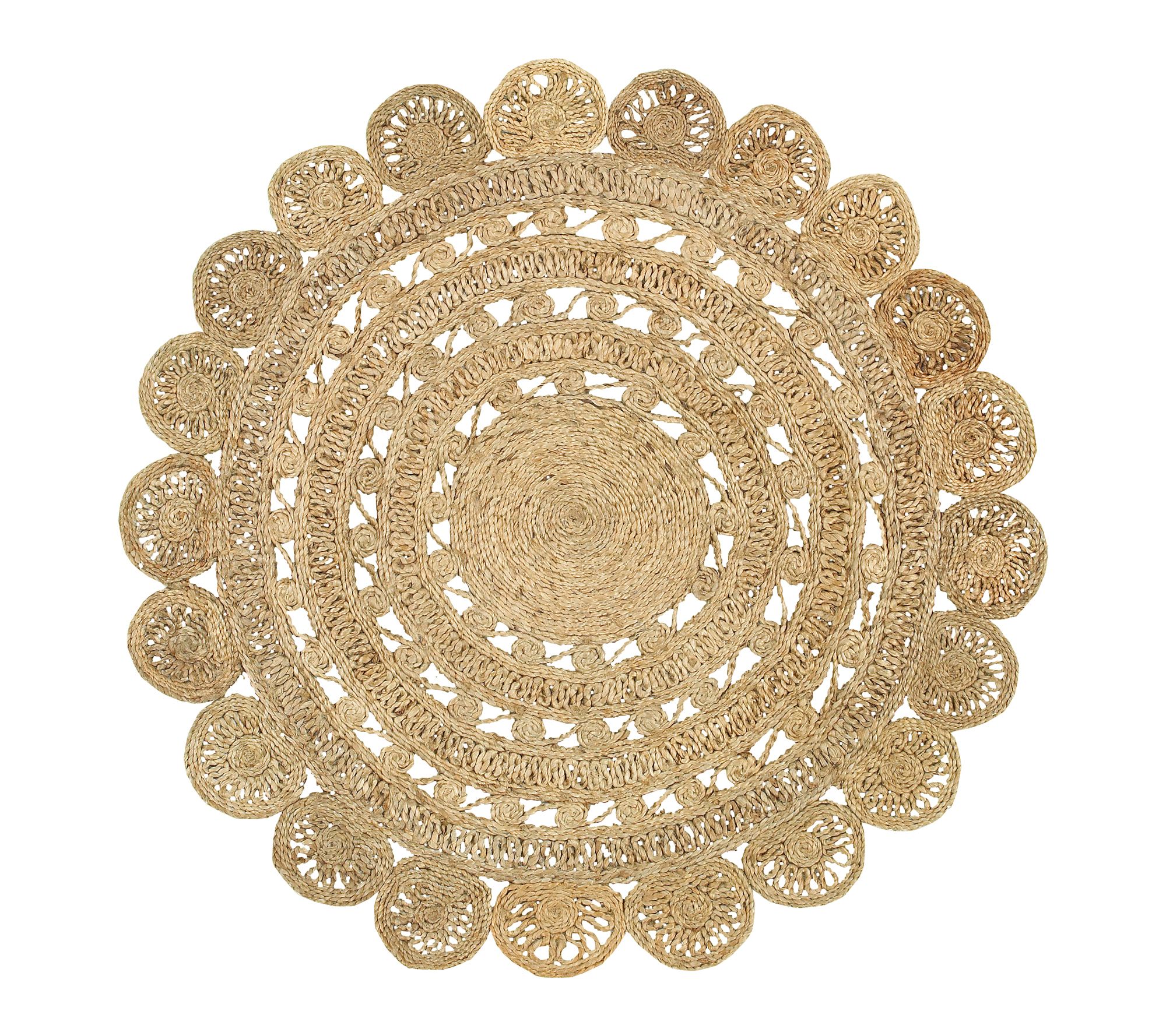 Ox Bay Bohemian Hand Braided Brown Jute IndoorRug, 4' x 4'