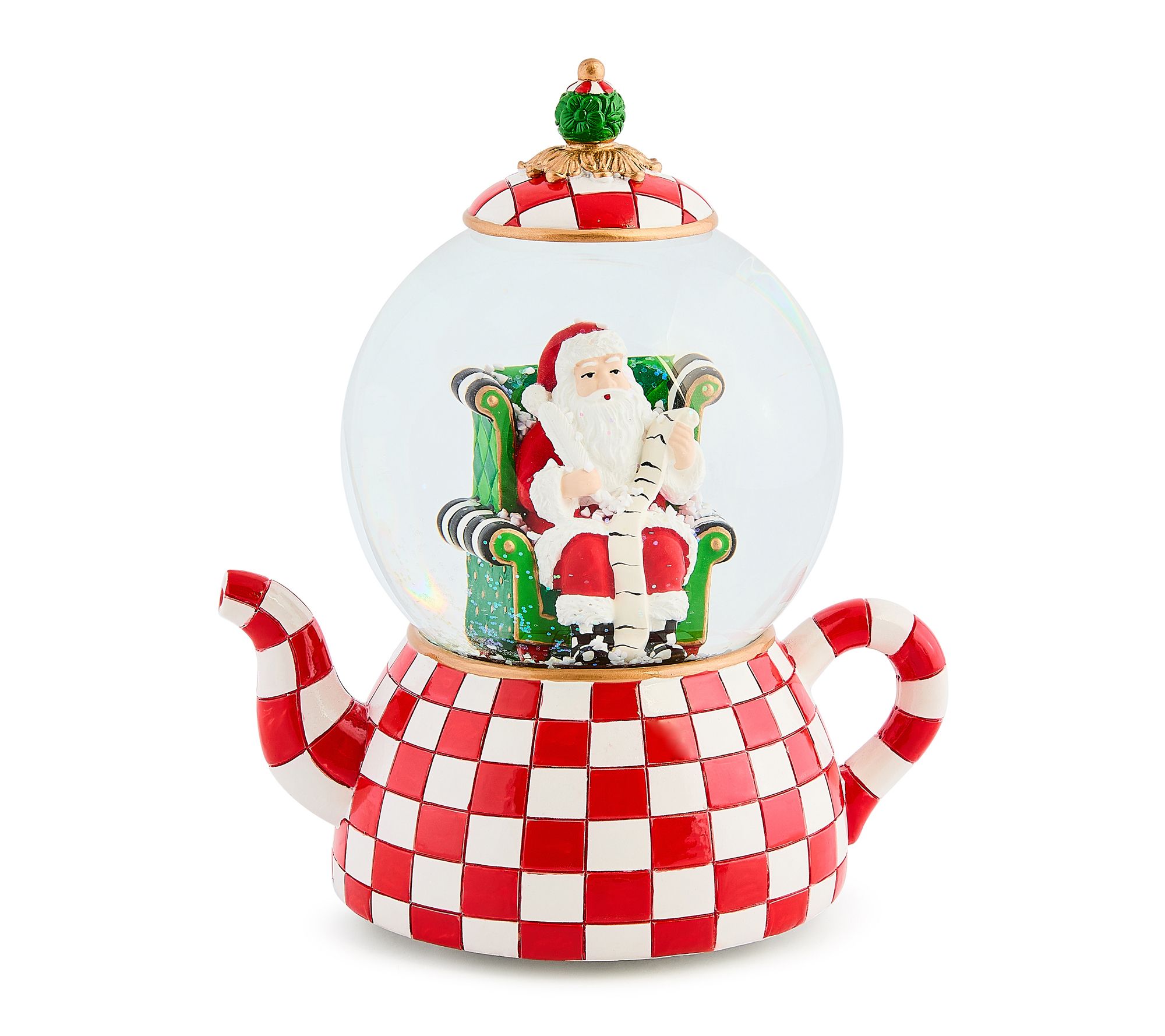 MacKenzie- ChildsCheck It Out Santa Cherry Check Snow Globe