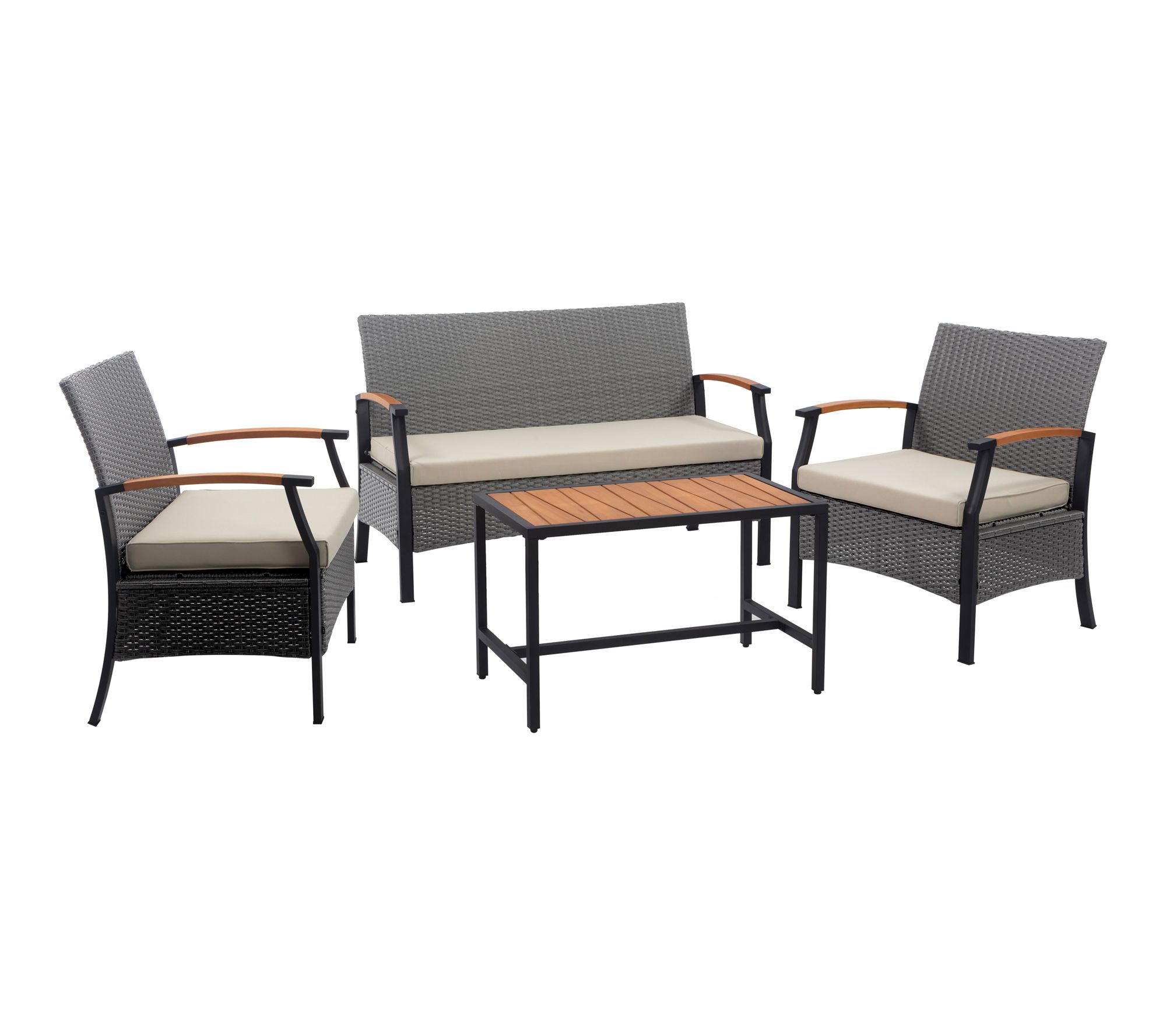 Teamson Home Wooden Armrests Outdoor Conversation Set