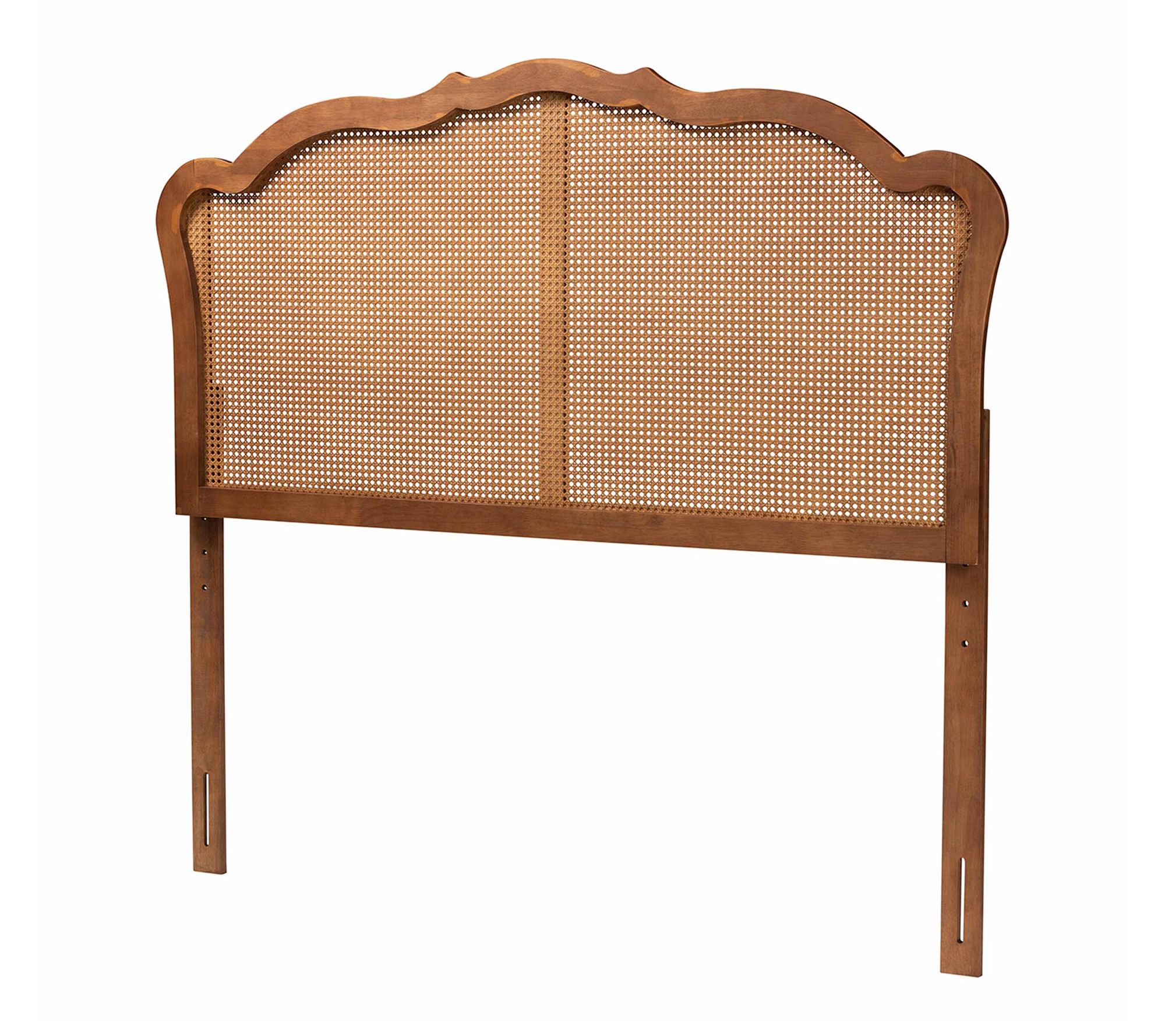Baxton Studio Leandra Ash Walnut Rattan Queen Wood Headboard