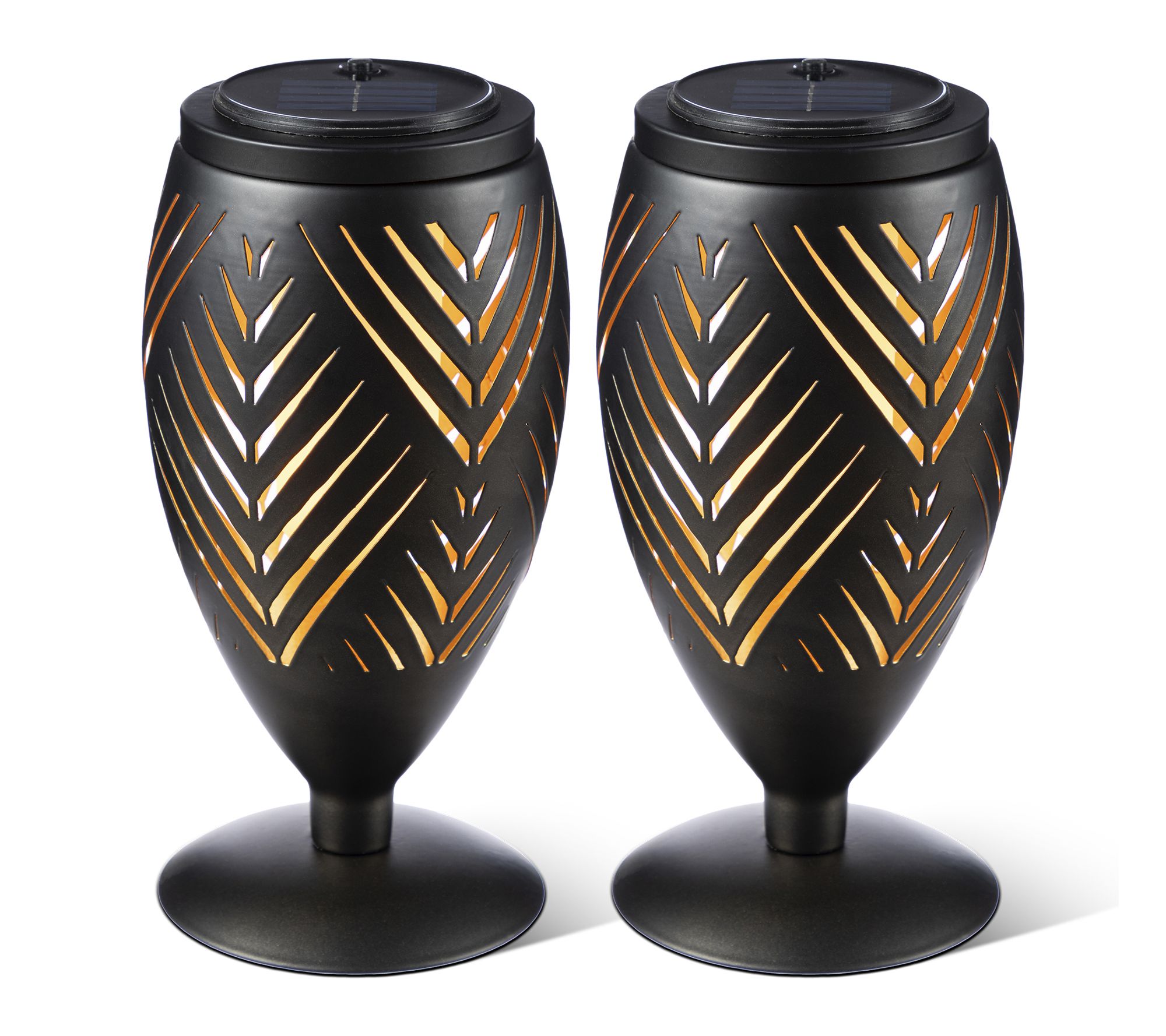  Glitzhome 8.75"H S/2 Cutout Solar Powered Outdoor Lantern