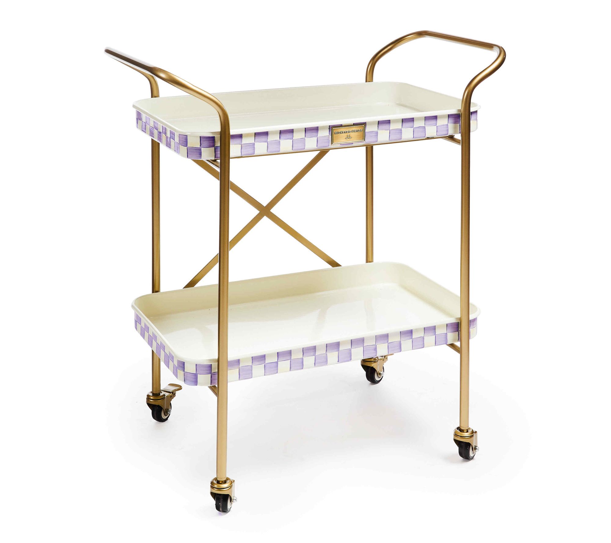 MacKenzie-Childs Violet Check 2-Tier Kitchen Cart