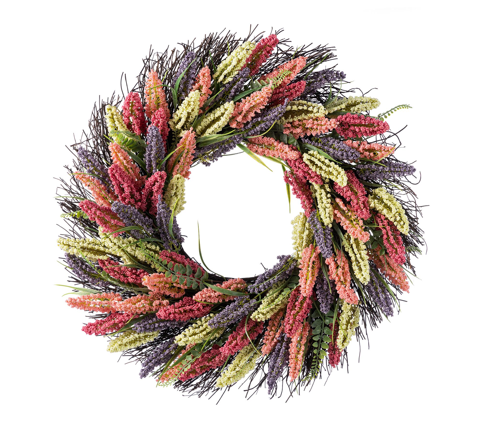 Glitzhome 24"D Pink, Purple & Yellow Mixed Heather Wreath