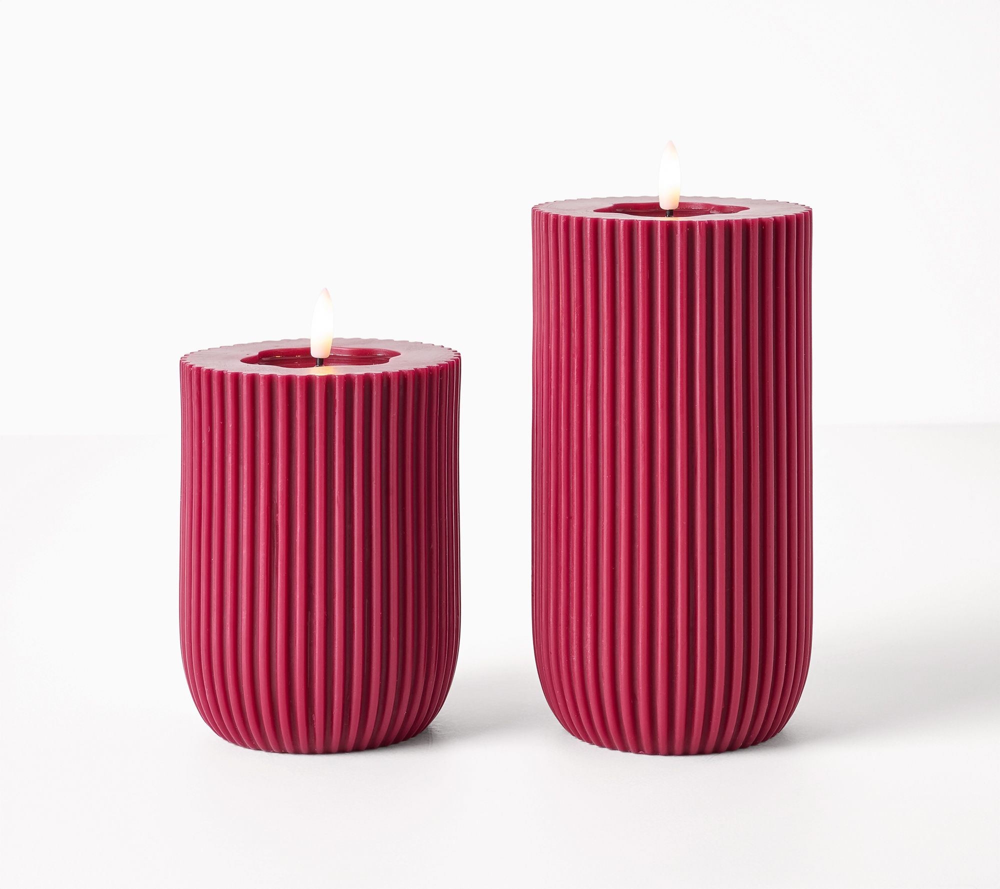  S/2 Round Bottom Ribbed Flameless Candles by Kim Gravel