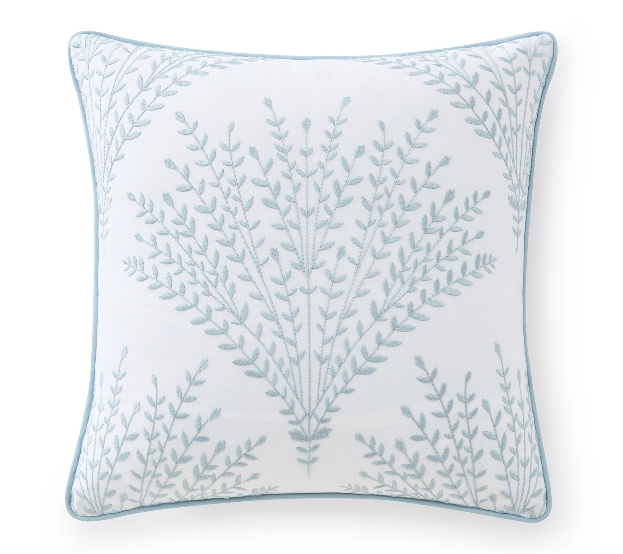 Martha Stewart Cottage Leaf White/Blue Cotton Dec Pillow