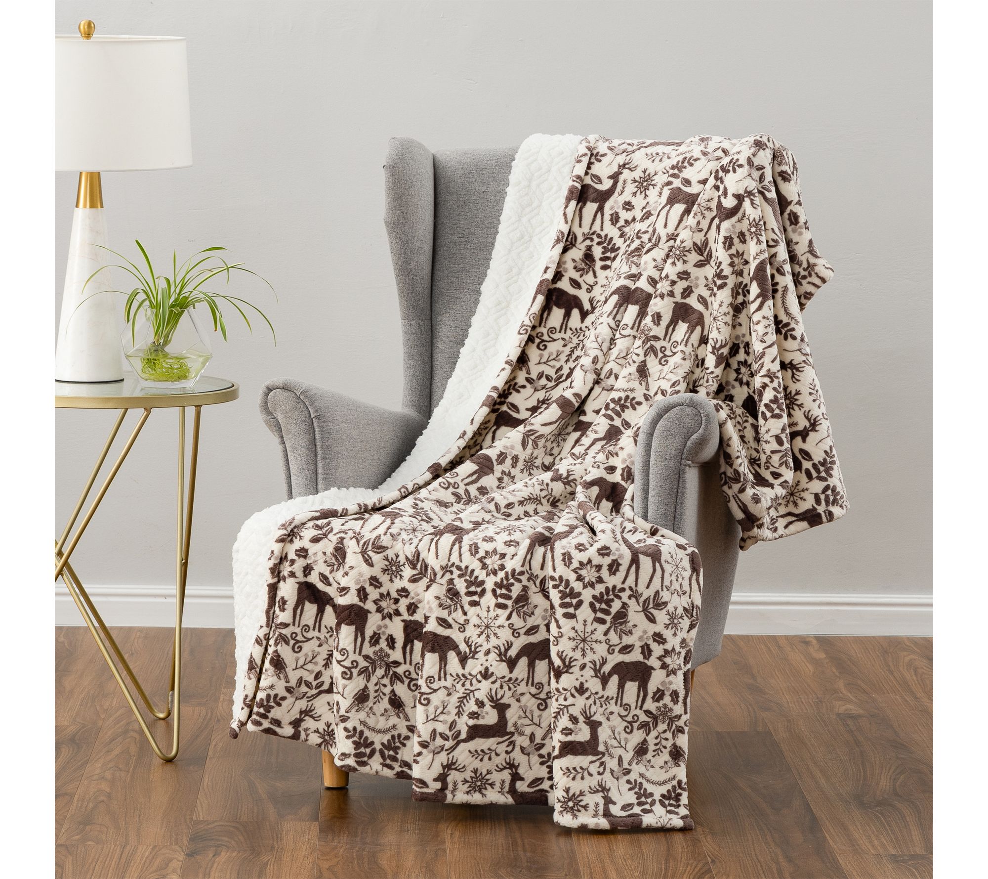 "As Is" Berkshire Winter Motif Velvetsoft 60 x 70"Throw