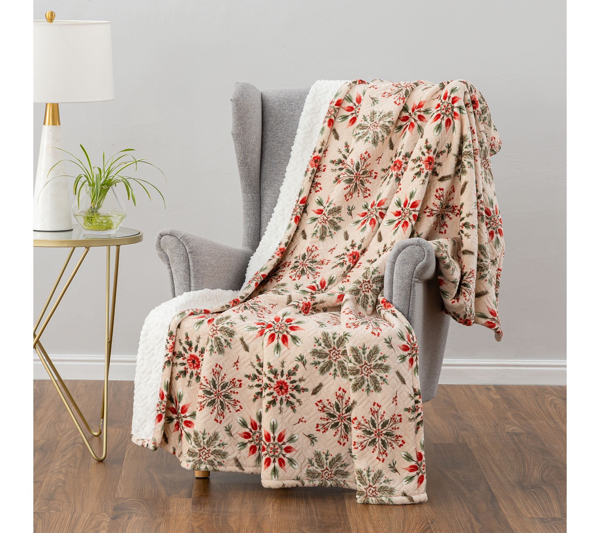 "As Is " Berkshire Winter Motif Velvetsoft 60 x 70"Throw