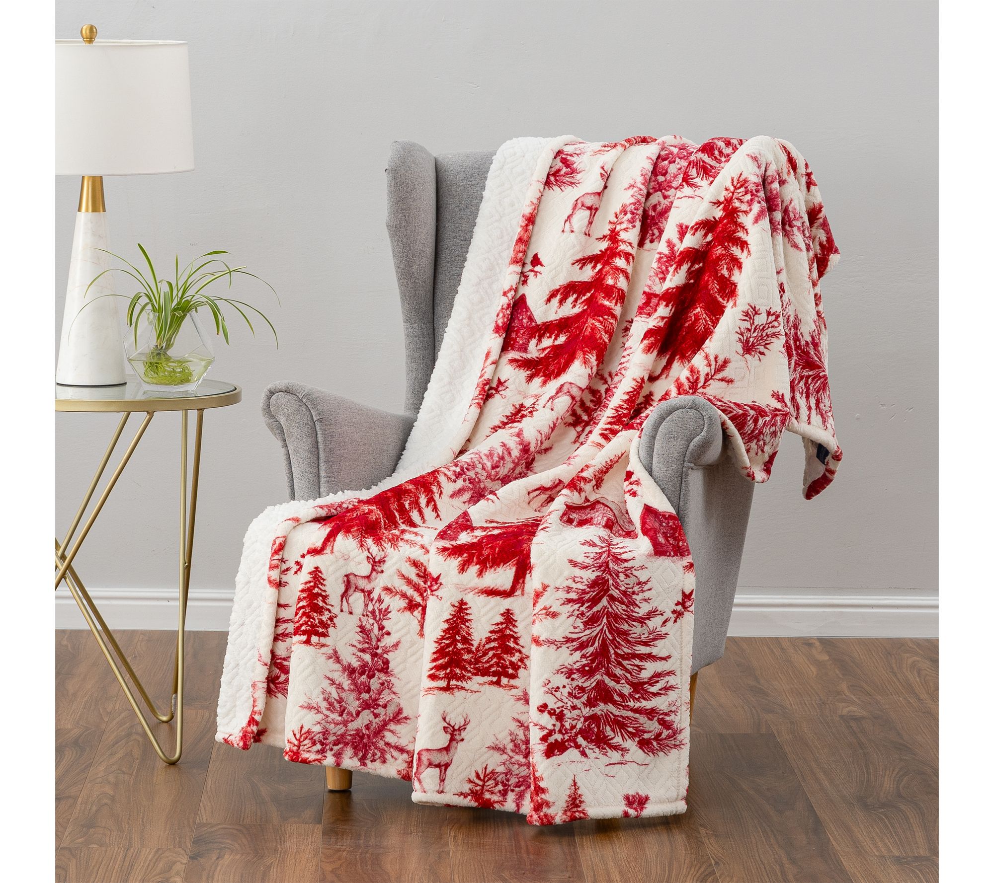 "As Is" Berkshire Winter Motif Velvetsoft 60 x 70"Throw