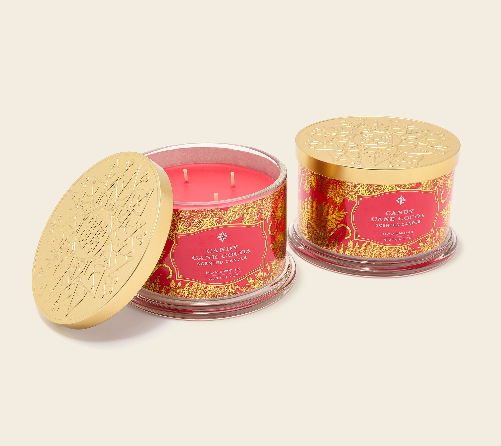 As Is  HomeWorx by Slatkin + Co. S/2 18oz Can y Cane Candle