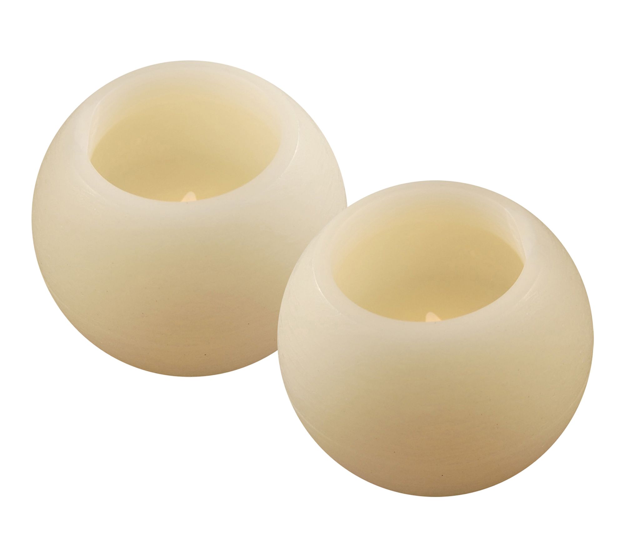 LumaBase Battery-Operated Round Wax LED Candles- Set of 2
