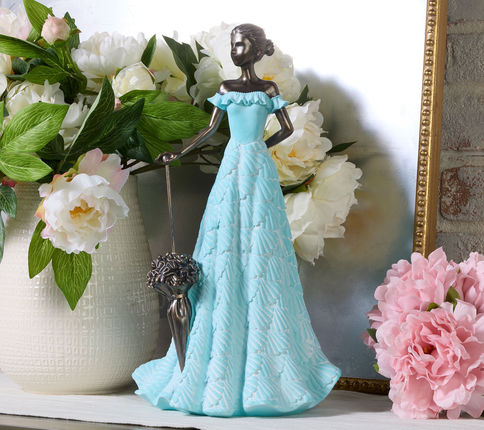 "As Is" Indoor/ Outdoor 15" Seaside Maiden with Parasol by Valerie