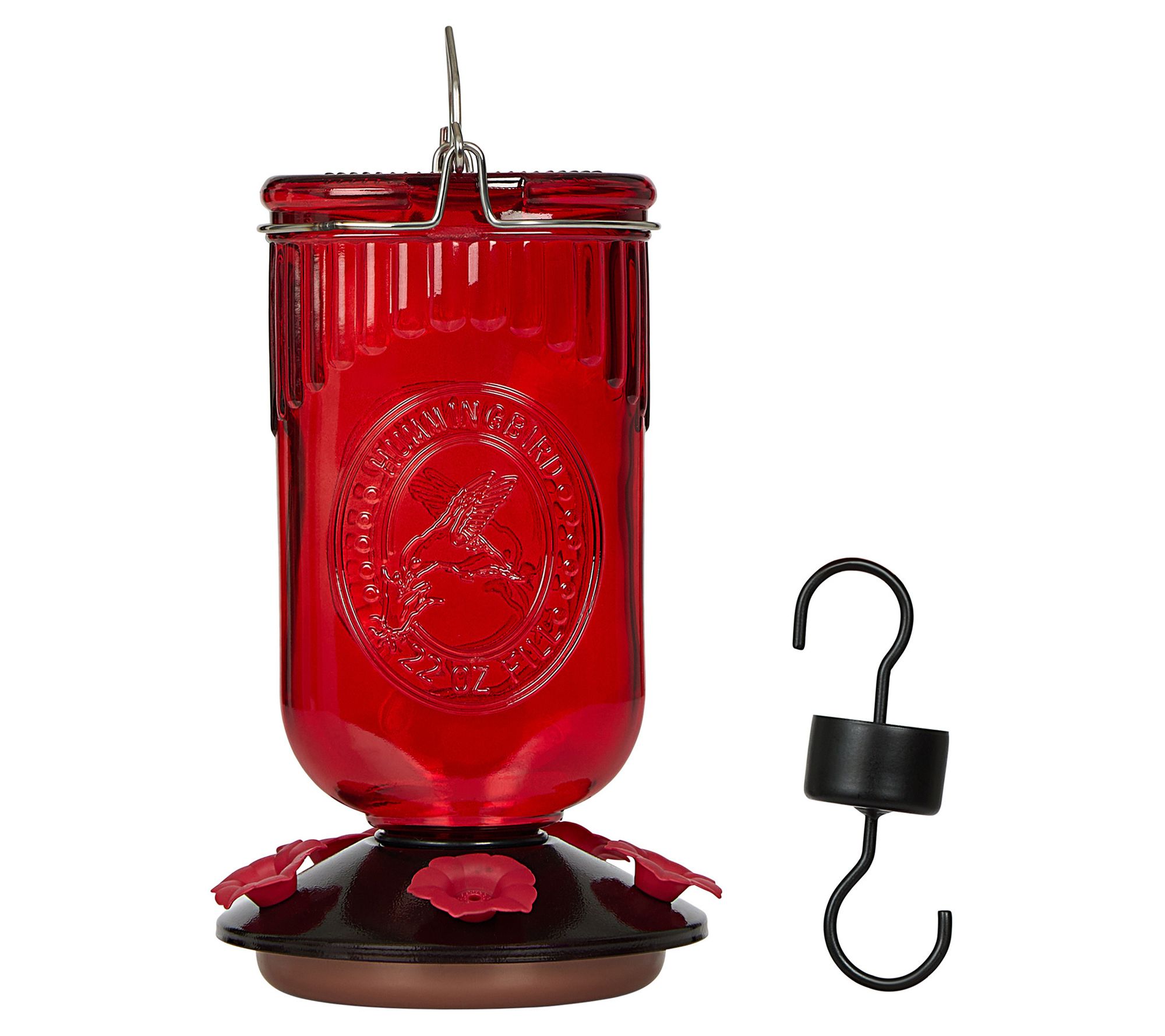 Backyard Expressions Red Embossed Oval Glass Hummingbird