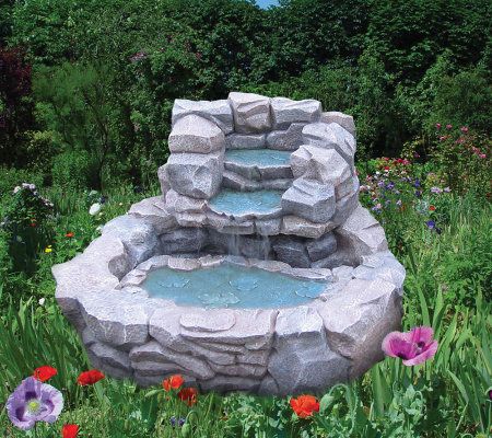 Cobblestone Cascade Waterfall Fountain with Bird Wading Deck - QVC.com