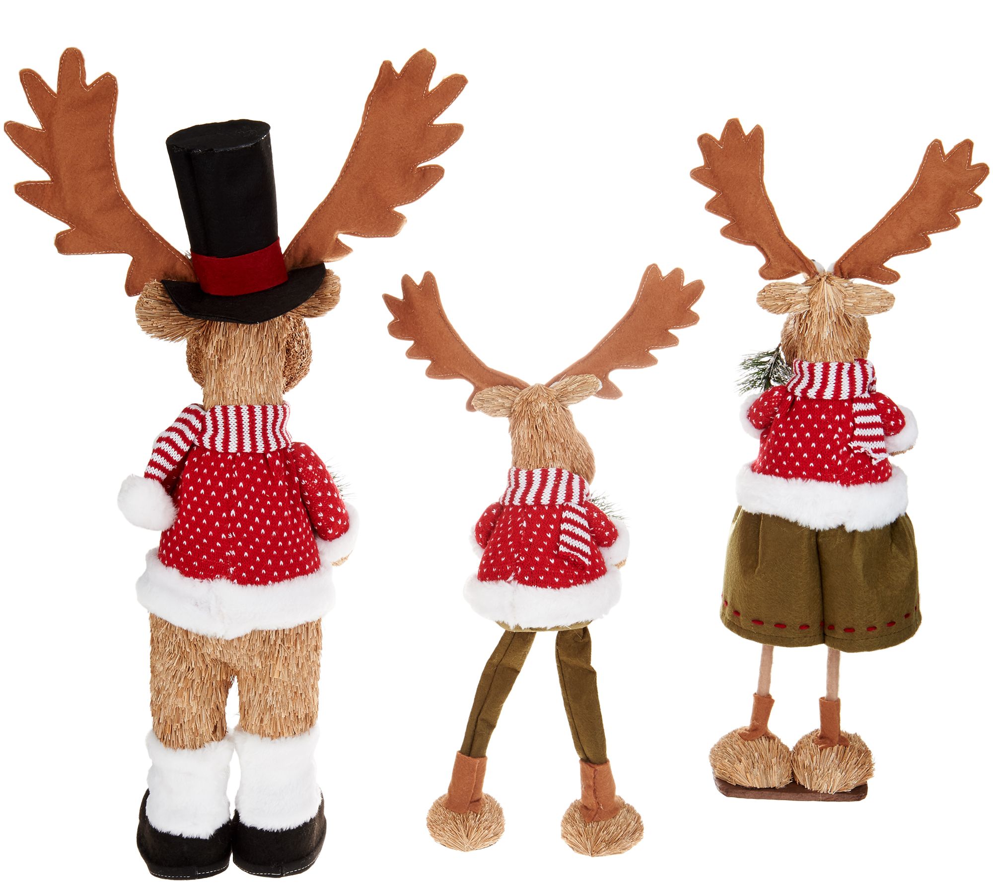 Set of 3 Sisal Moose Family Posable Figures by Valerie - QVC.com