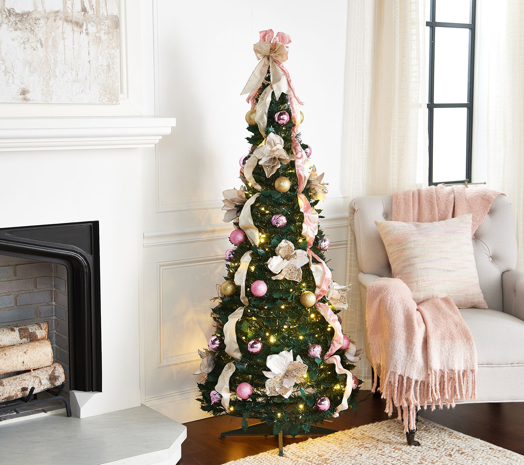 Barbara King 5' Pre-Lit Holiday Floral Pop Up Tree - QVC.com