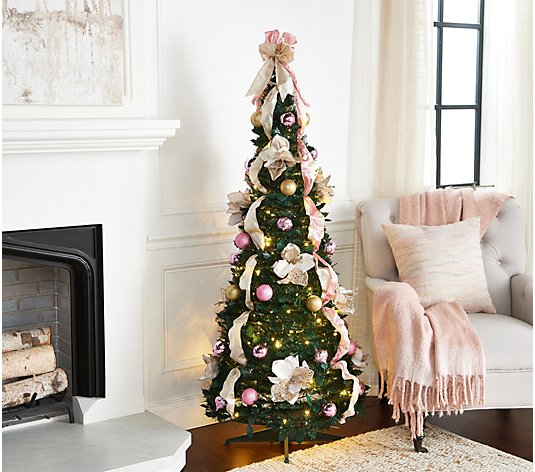 Barbara King 5' Pre-Lit Holiday Floral Pop Up Tree
