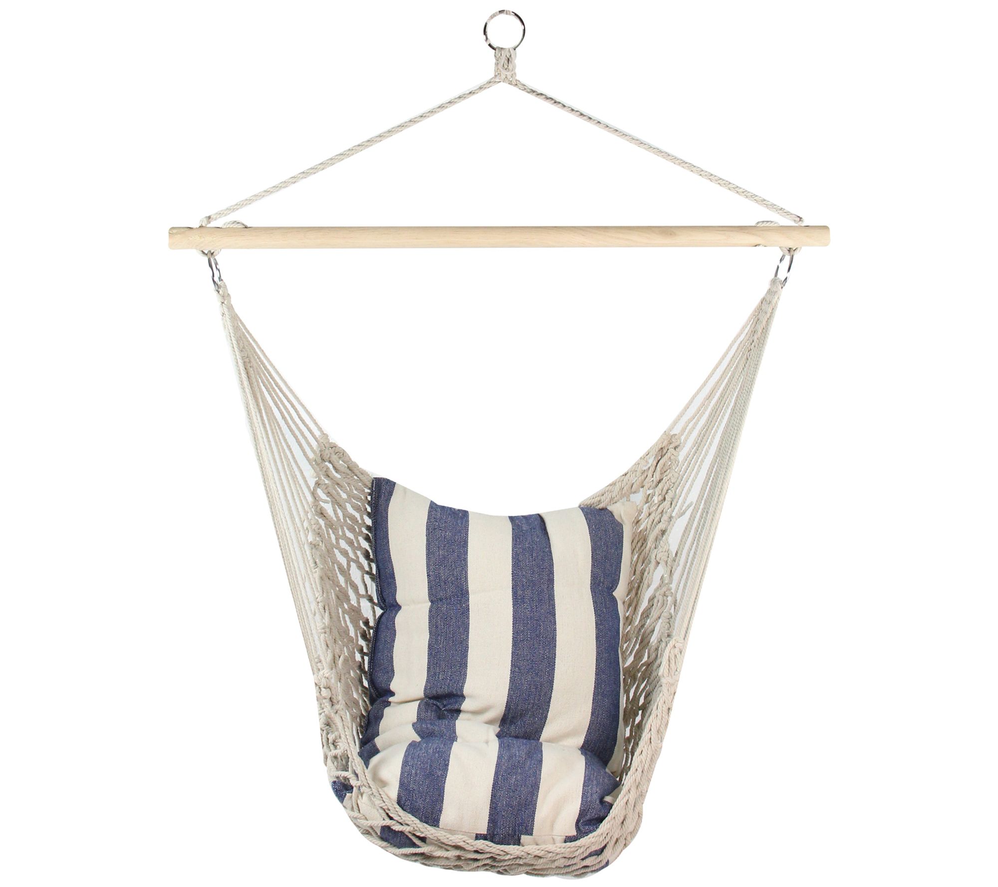 Northlight 46" White & Blue Striped Hammock Chair with Bar